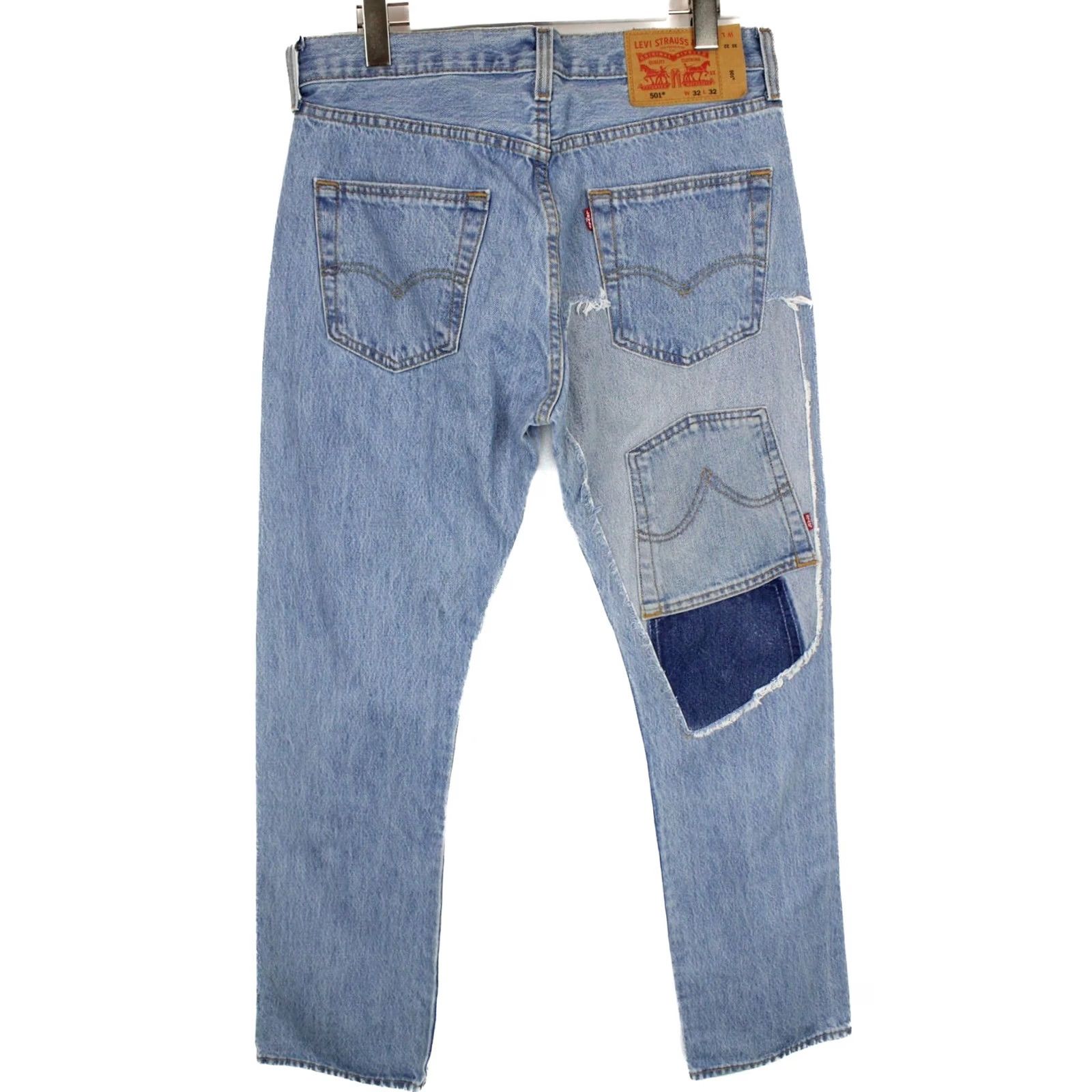 Levi's LEVI'S 501 Jeans W32/L32 Distressed Straight Mens Blue Refurbished Patch Details For Size US 32 / EU 48 - 2 Thumbnail