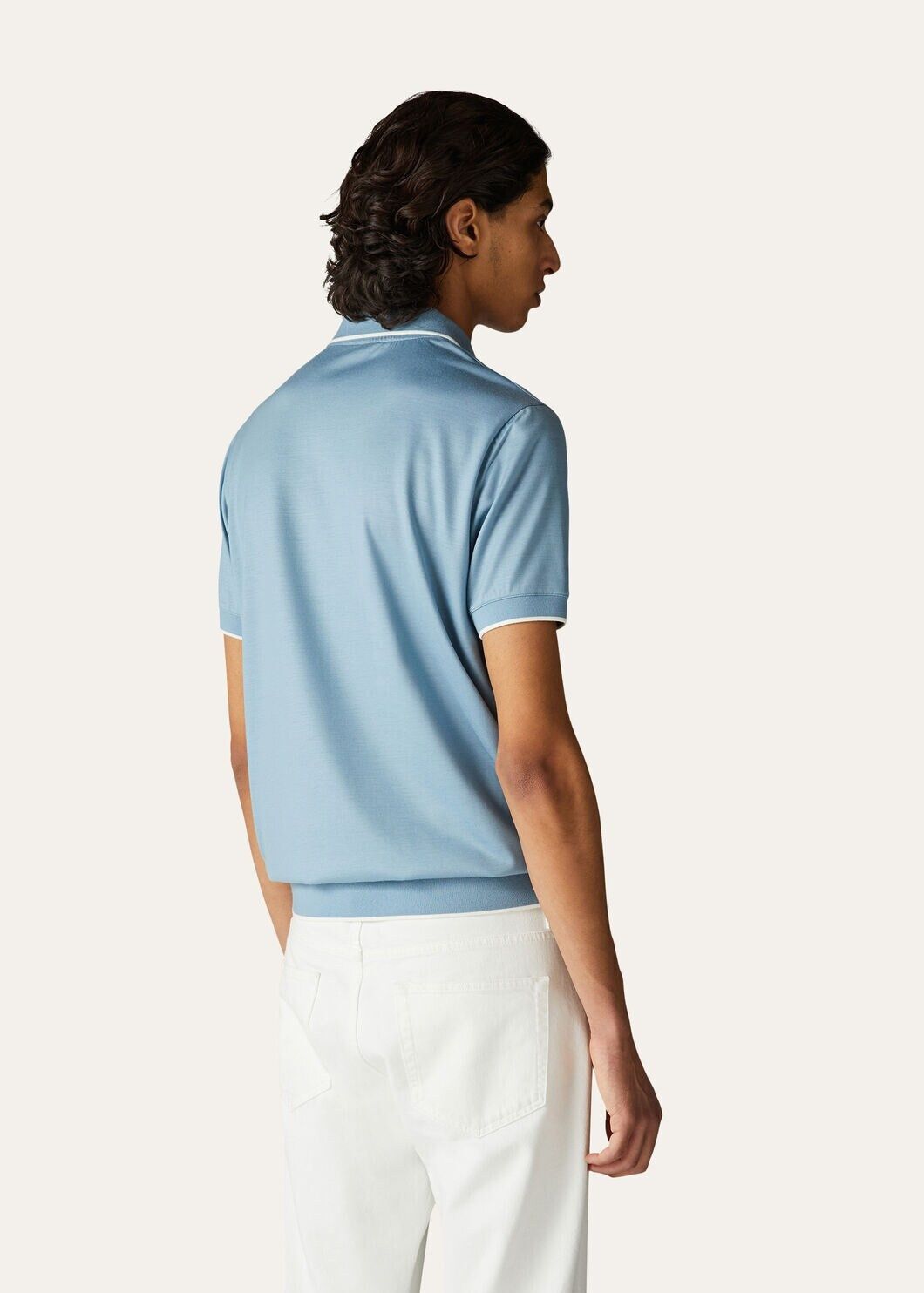 Loro Piana o1w1db10125 FAN4593 Buttonless Polo Shirt in Light Blue Size US L / EU 52-54 / 3 - 5 Thumbnail