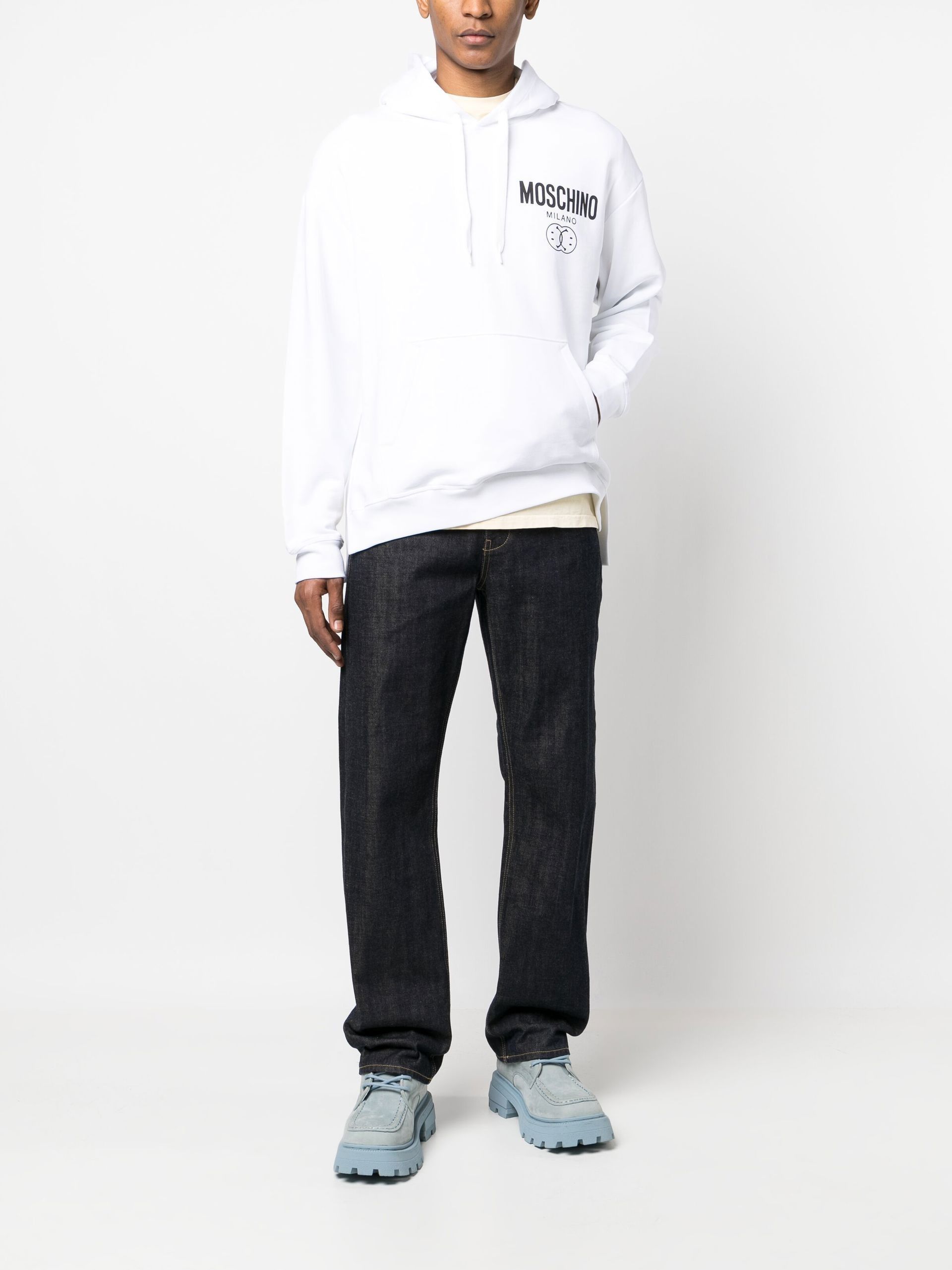 Moschino o1y0225 Logo Hoodie in White Size US S / EU 44-46 / 1 - 5 Thumbnail