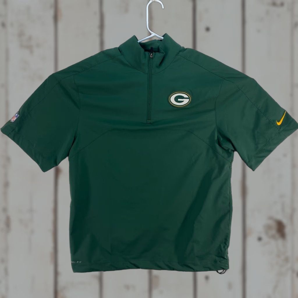 Nike Nike Dri-Fit On Field Apparel Packers Windbreaker Short Sleeve Small Green Size US 29 - 1 Thumbnail