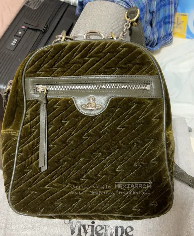 Vivienne Westwood Vivienne Westwood size os Dark green velvet backpack Size ONE SIZE - 1 Thumbnail