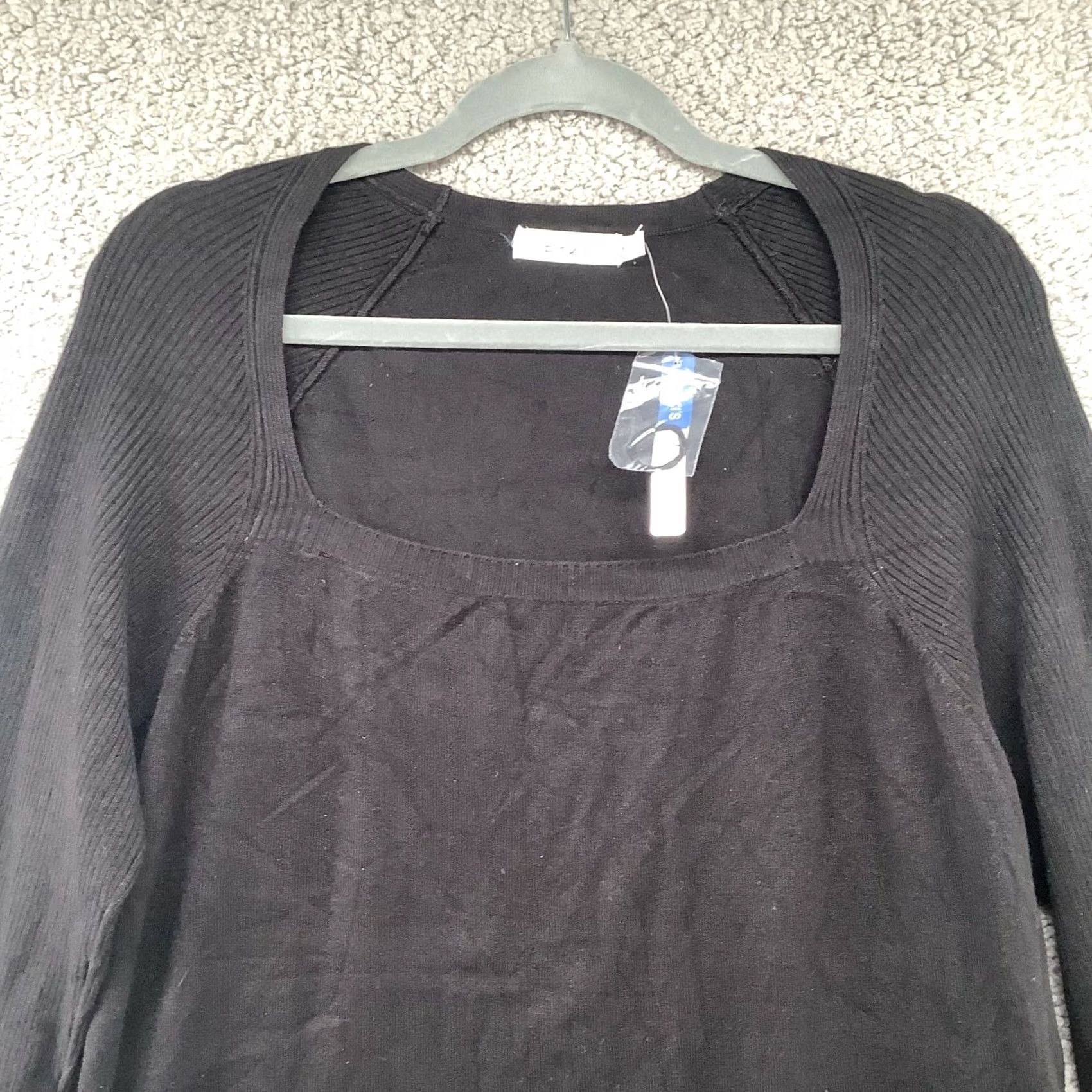 Vintage VINTAGE Ricki's Sweater Womens XL Black Square Neck Ribbed Sleeve Basic Layering Size XL / US 12-14 / IT 48-50 - 3 Thumbnail