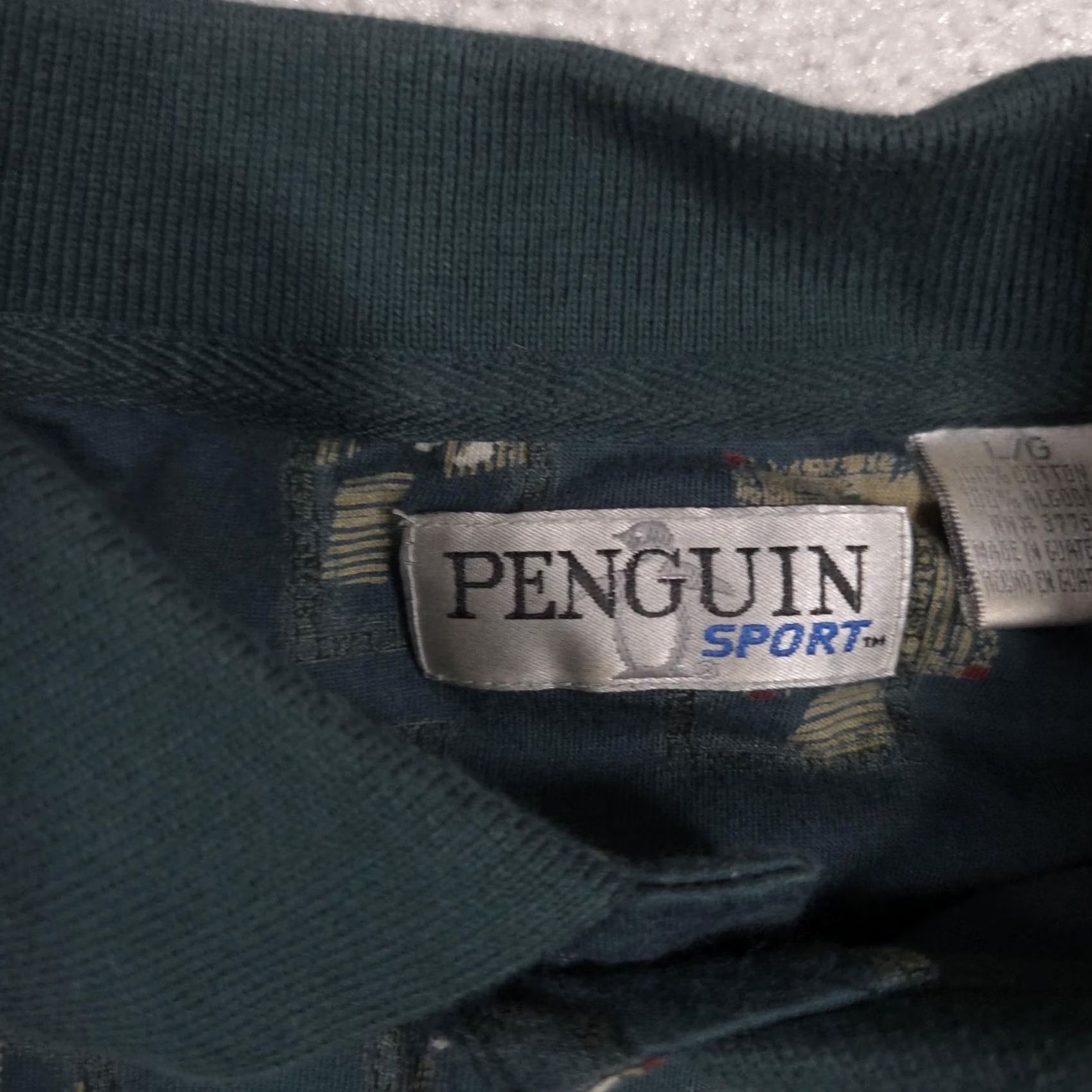 Vintage Penguin Sport Polo Shirt Mens L Green Golf Graphic Allover Pocket Cotton Shirt Size US L / EU 52-54 / 3 - 7 Thumbnail