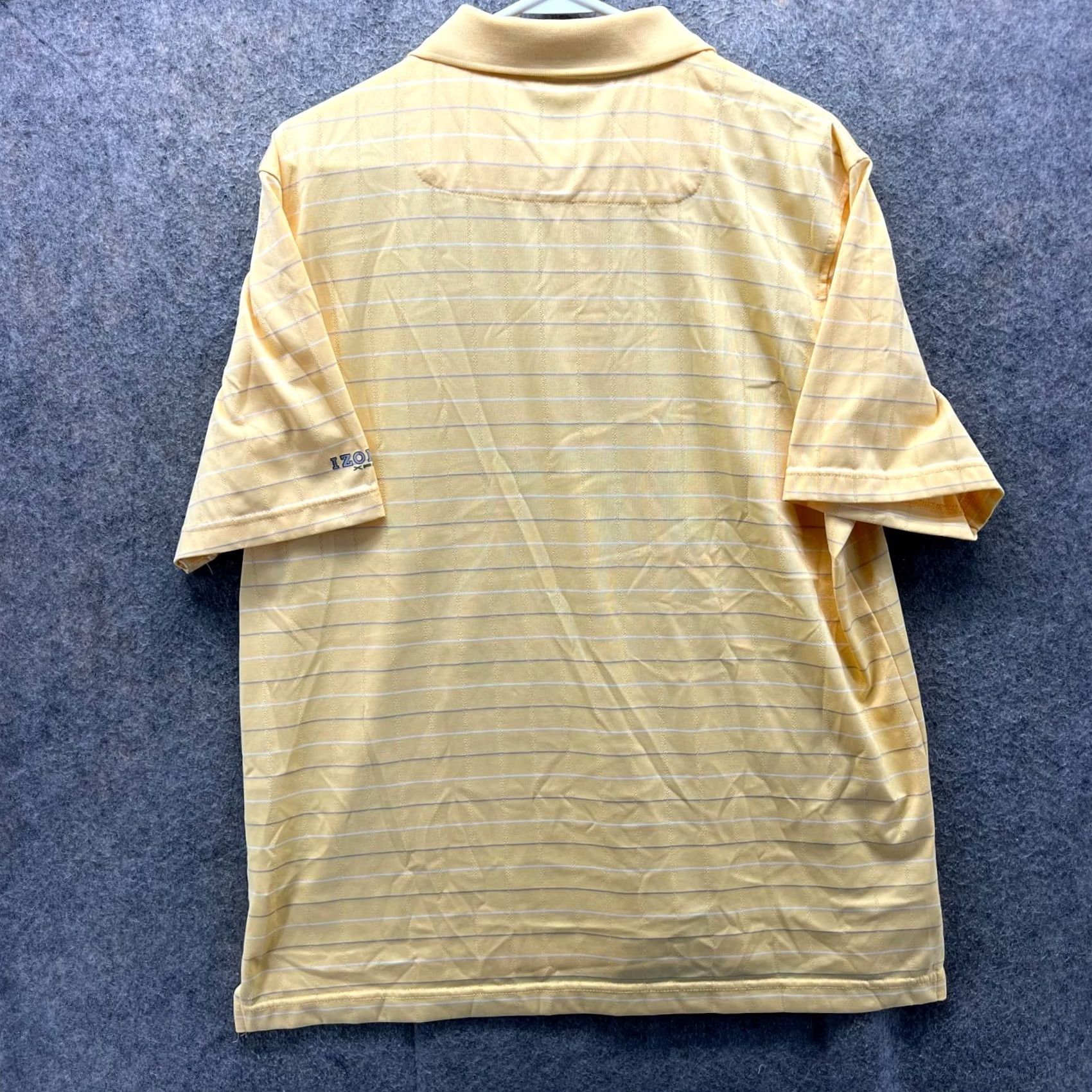 Izod IZOD Polo Shirt Mens L Yellow Striped 40 in Chest Short Sleeve Button Collared Golf Preppy Activewear Casual Size US L / EU 52-54 / 3 - 2 Thumbnail