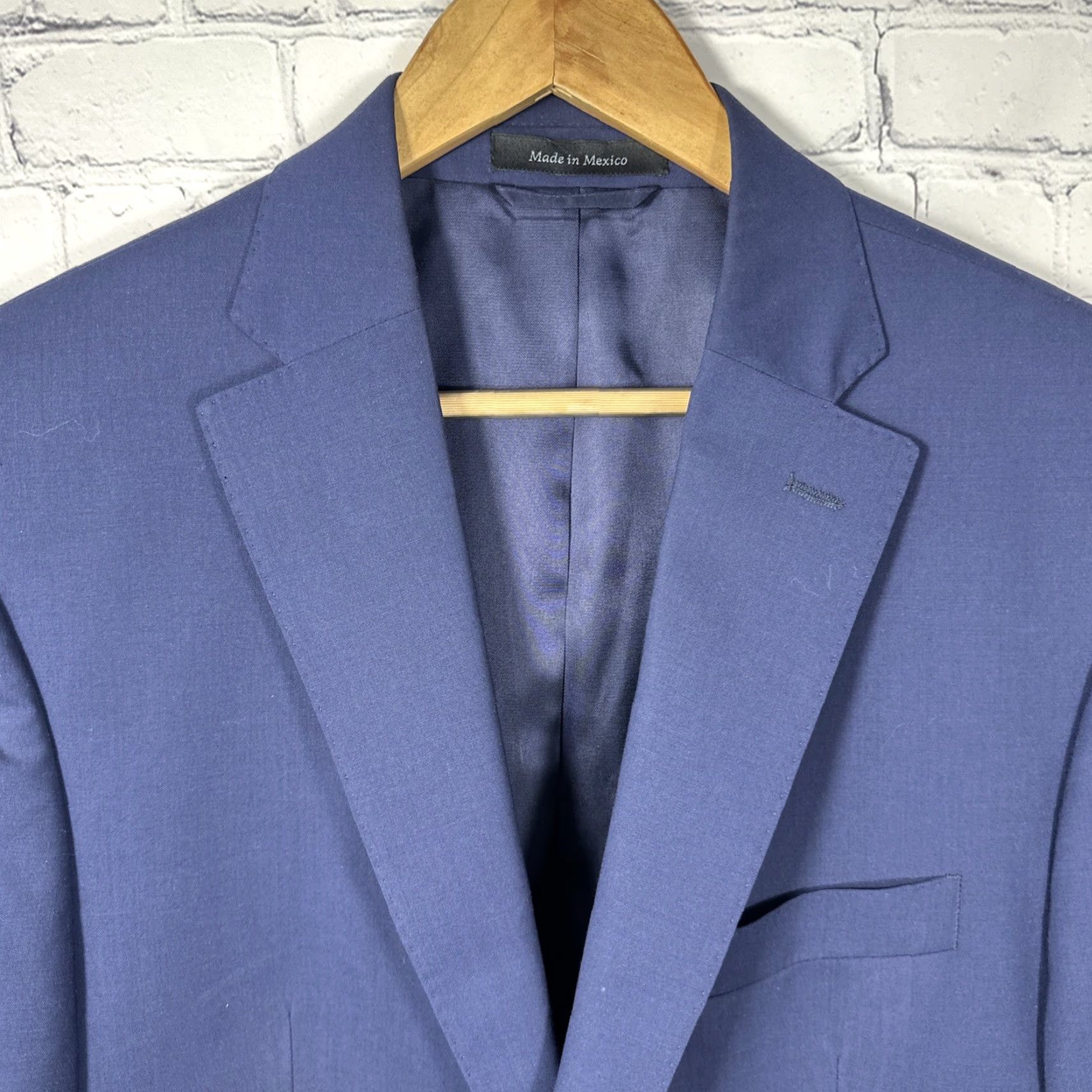 Ralph Lauren Lauren Ralph Lauren Black Label Blazer Jacket Mens 42L Wool Blue Single-Breasted Notch Lapel 2-Button Front Office Career Big & Tall Size 42R - 2 Thumbnail