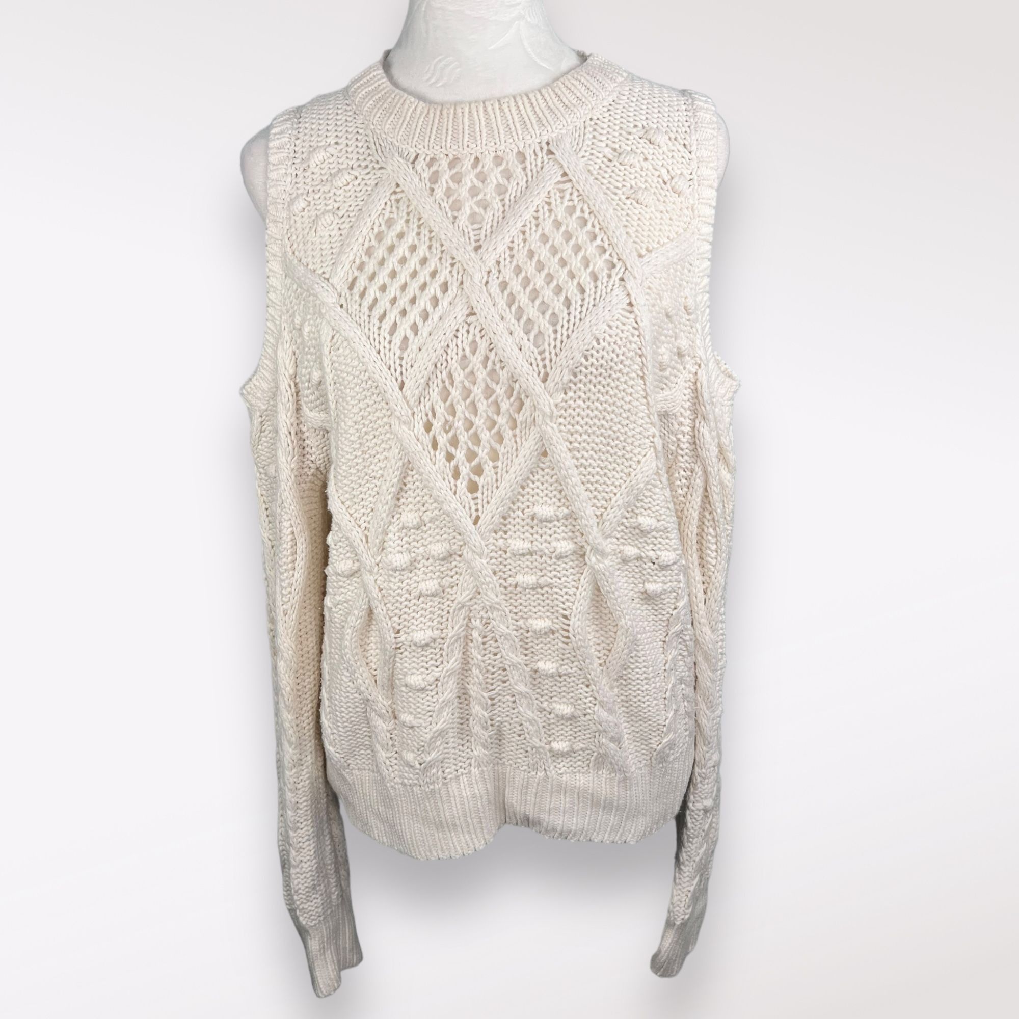 Lucky Brand Lucky Brand Open Knit Sweater Cold Shoulder Size Small Size S / US 4 / IT 40 - 1 Thumbnail