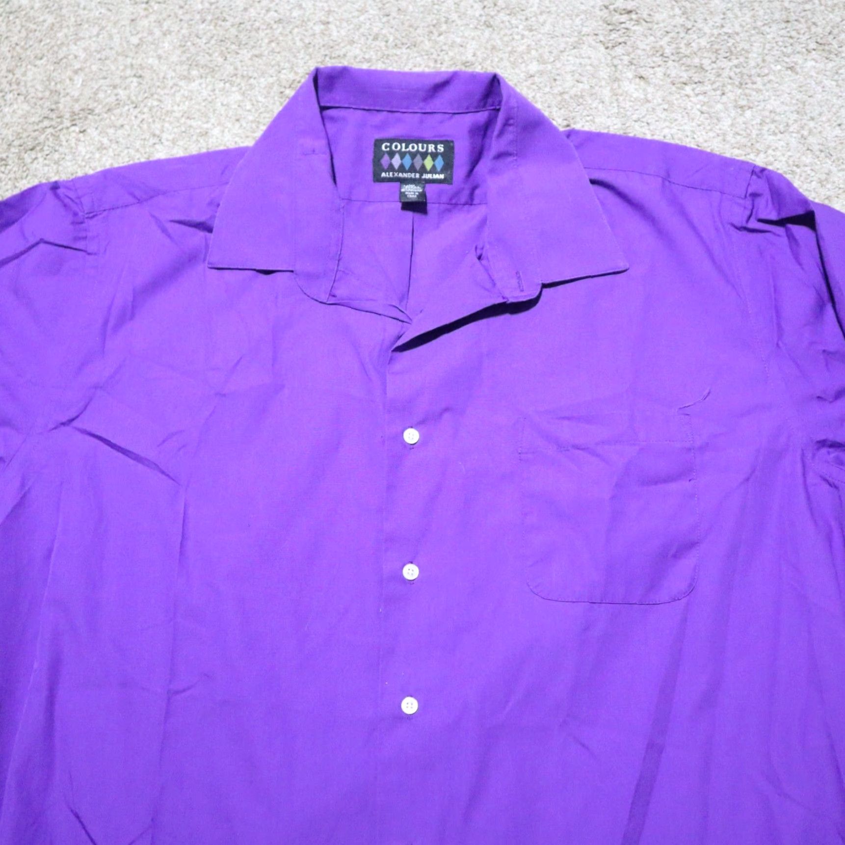 Alexander Julian Alexander Julian Colours Button Up Shirt Long Sleeve Mens XL 17 17.5 32/33 Purple Cotton Blend Solid Button-Down Shirt Men Size US M / EU 48-50 / 2 - 2 Thumbnail