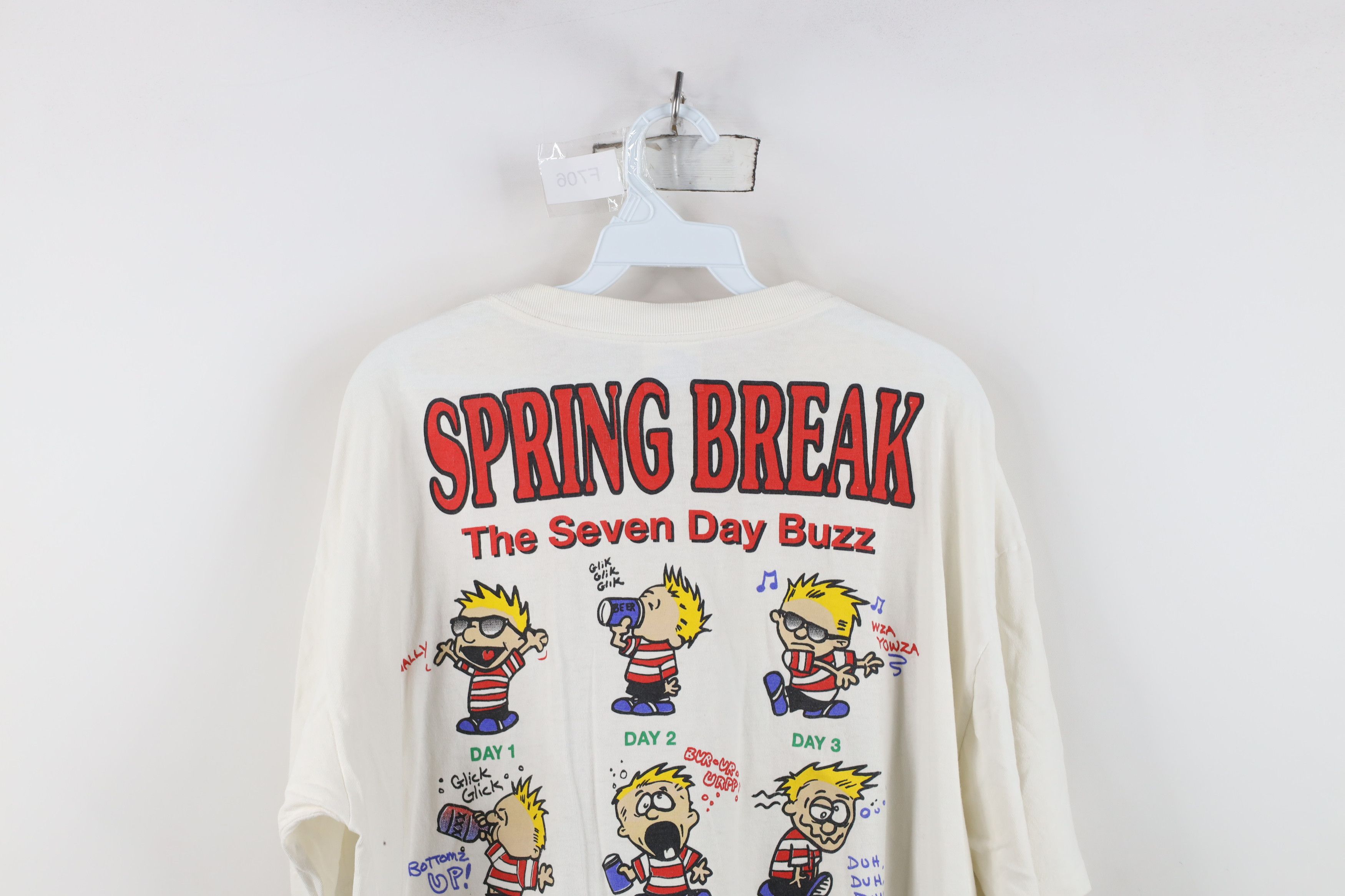 Vintage Vintage Y2K 2000 College 7 Day Buzz Drinking T-Shirt White Size US XL / EU 56 / 4 - 14 Thumbnail
