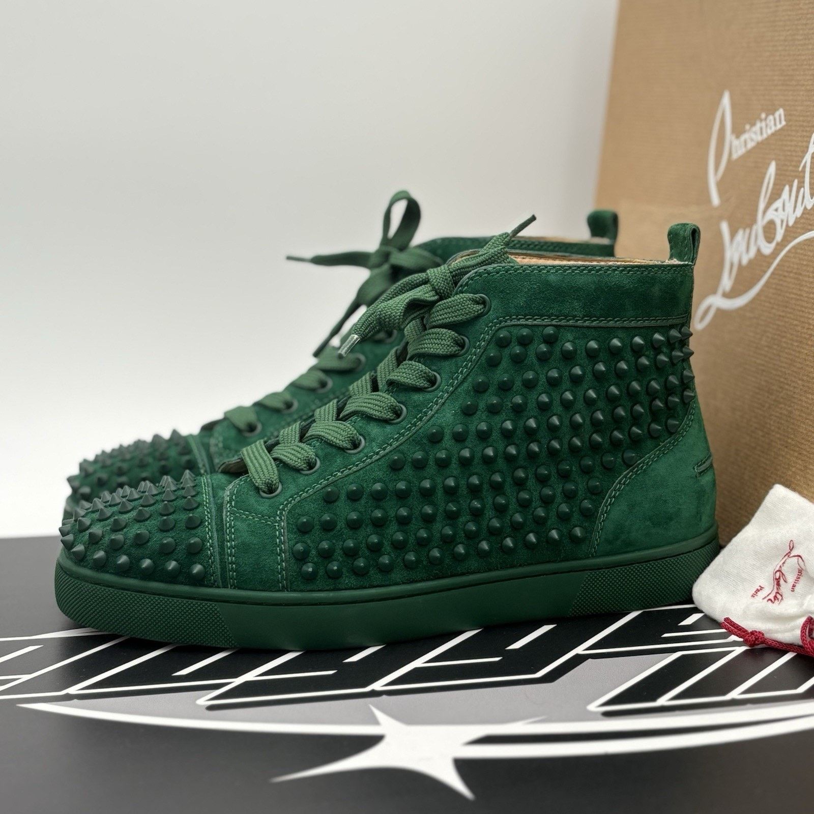 Christian Louboutin Spikes ' Green ' EXCELLENT CONDITION!