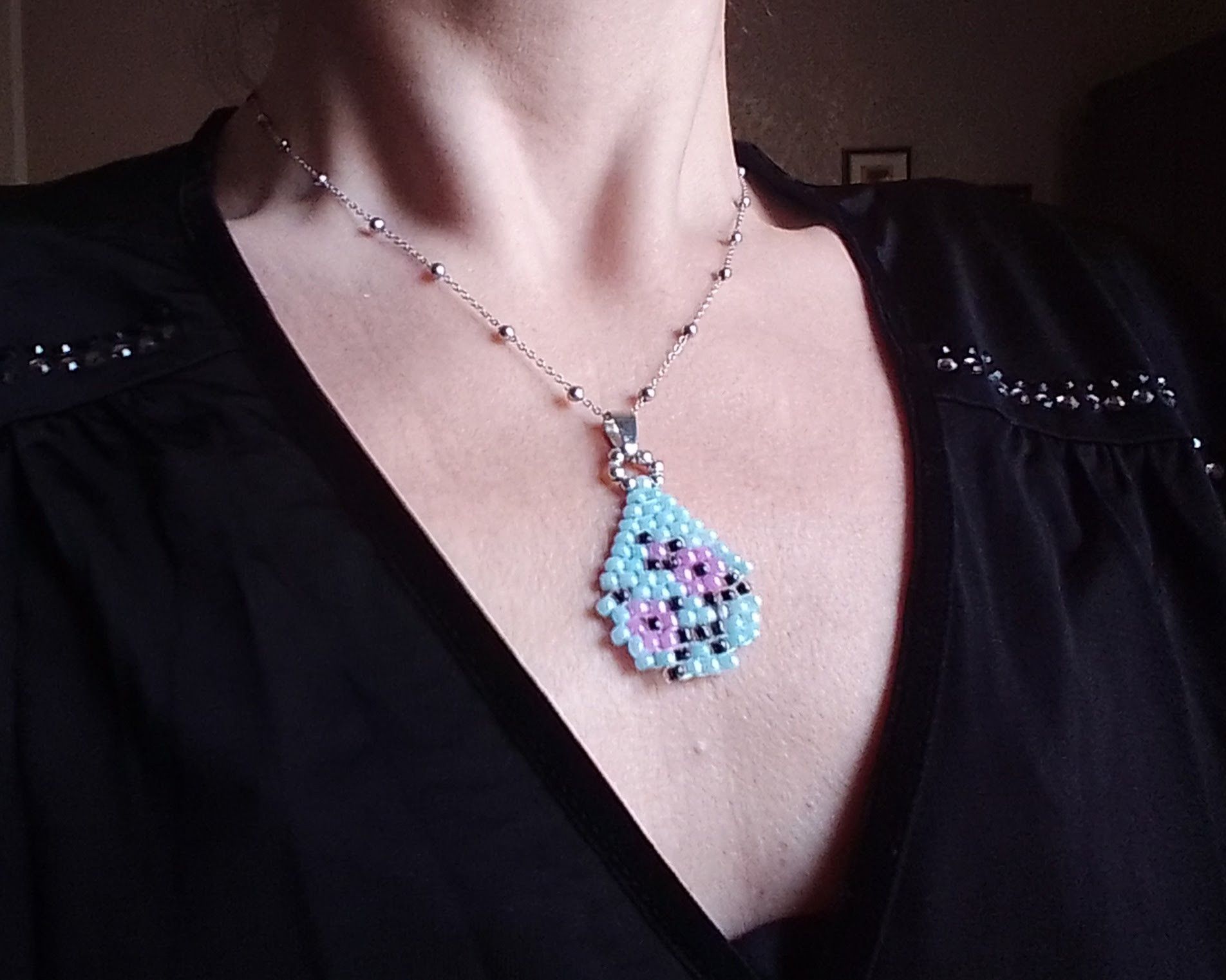 Handmade Necklace Pendant Earrings Teardrop Japanese Flower Pattern Size ONE SIZE - 6 Thumbnail