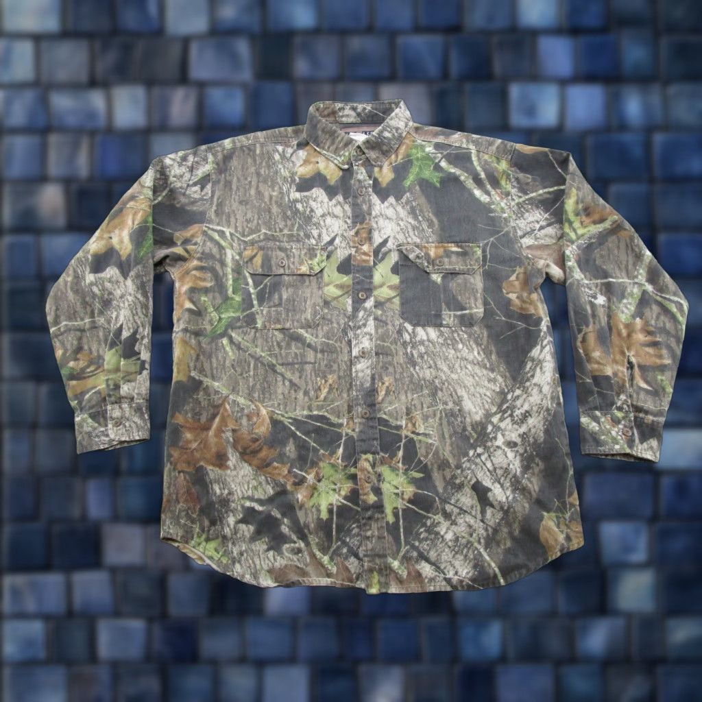 Jerzees VINTAGE Jerzees Mossy Oak Breakup Button Up Shirt Mens XL Camo Made In USA Size US XL / EU 56 / 4 - 1 Thumbnail