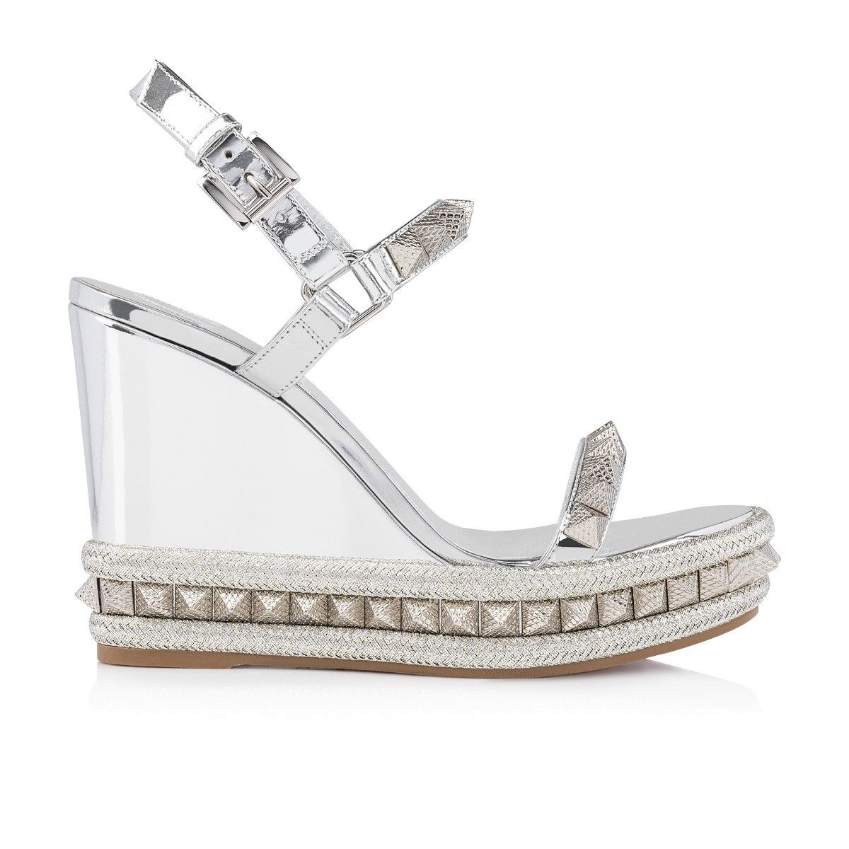 Christian Louboutin o1s1wg110924 Pyraclou Heeled in Silver Size US 7 / IT 37 - 1 Thumbnail