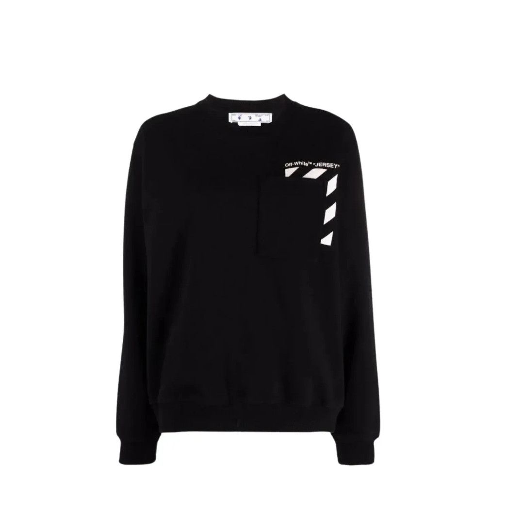 Off-White o1mle0425 Ding Pkt Regular Crewneck Sweater in Black Size S / US 4 / IT 40 - 1 Thumbnail