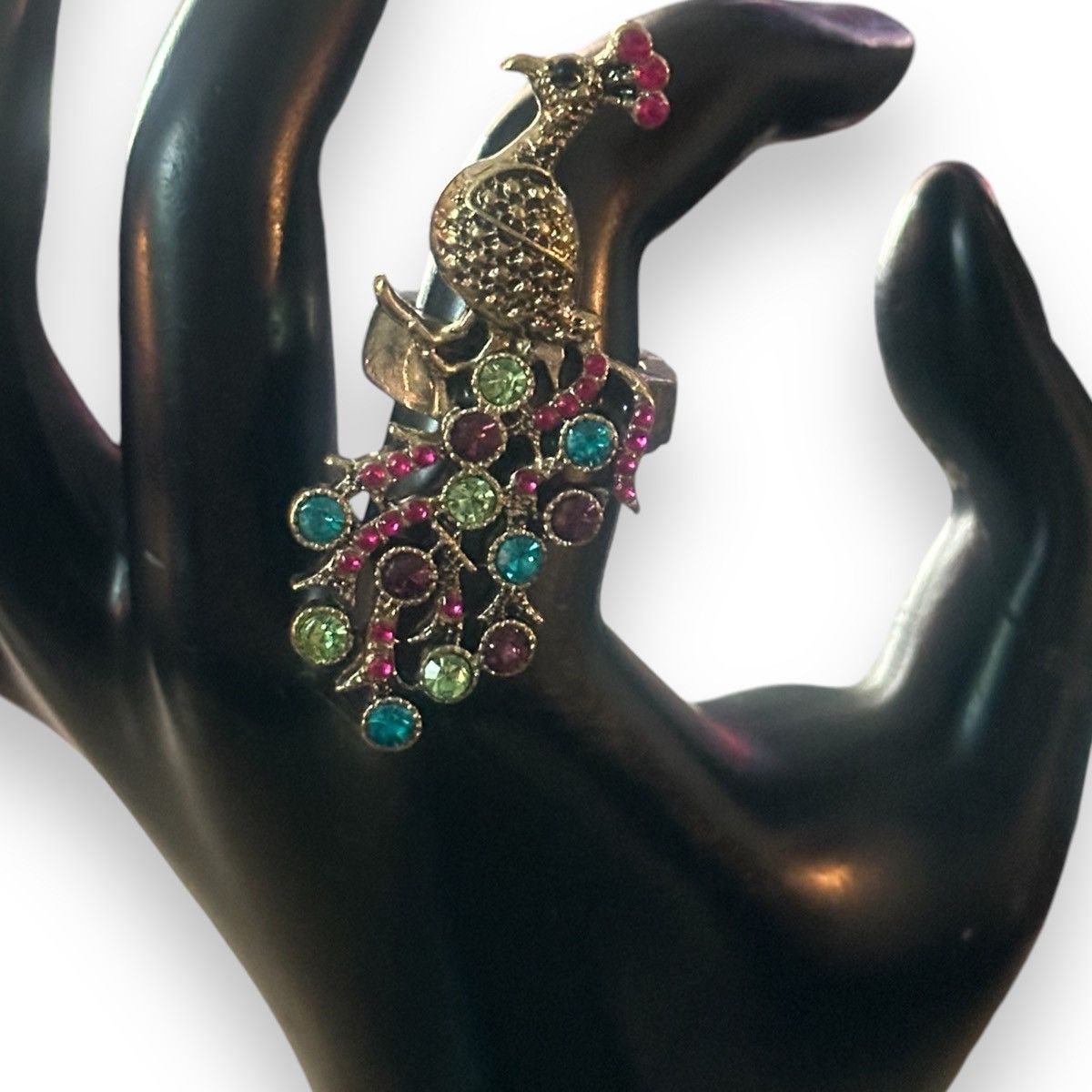 Vintage Vintage rhinestone peacock stretch ring Size ONE SIZE - 2 Thumbnail