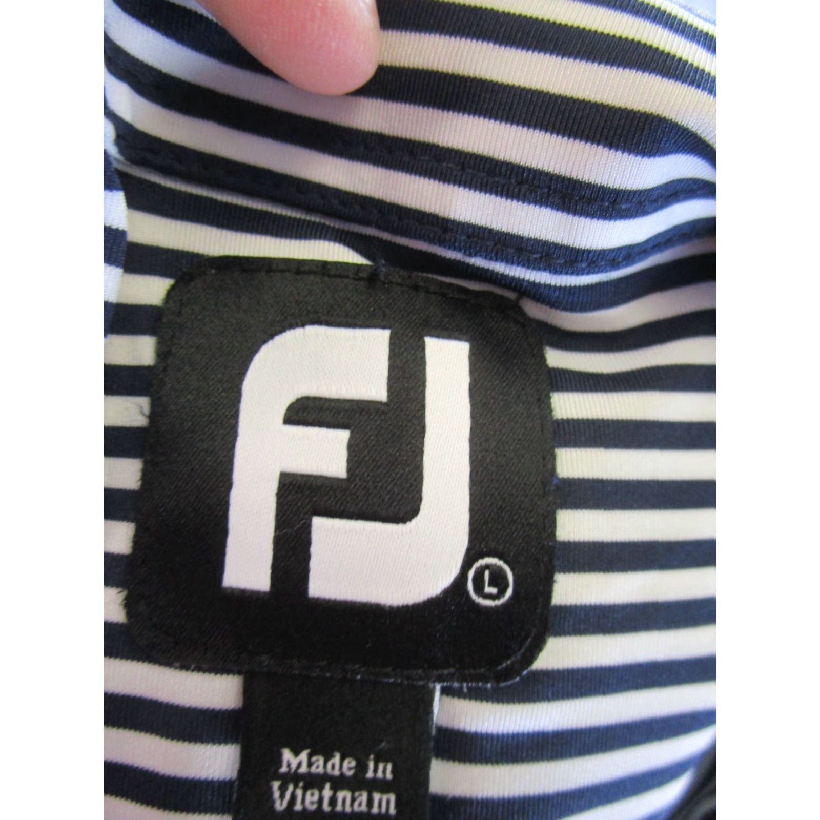 Footjoy FootJoy Polo Shirt Mens Large White Striped Short Sleeve Golf Size US L / EU 52-54 / 3 - 6 Thumbnail
