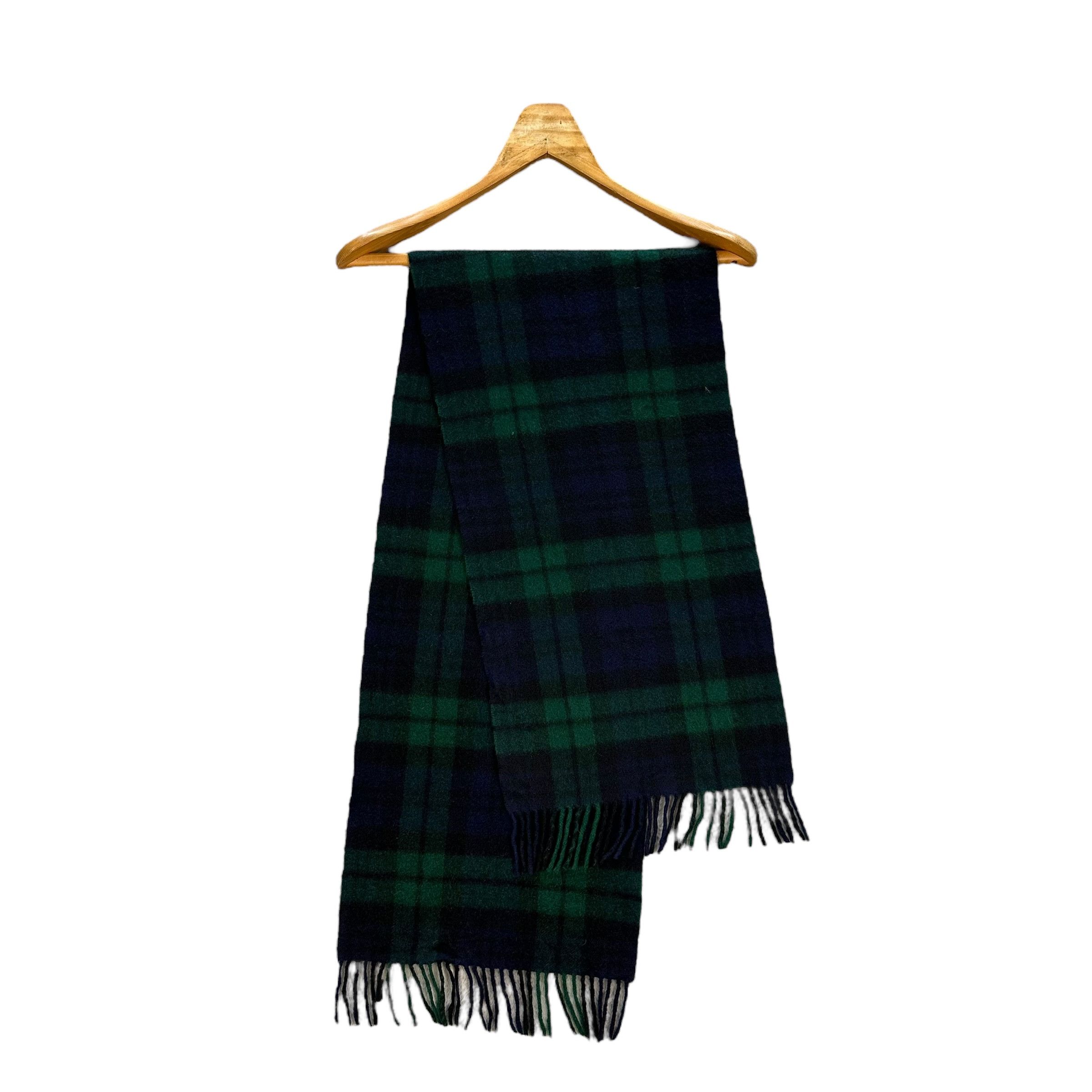 Burberry Vintage 90s BURBERRYS Green Check Cashmere Muffler #A62-1483 Size ONE SIZE - 3 Thumbnail