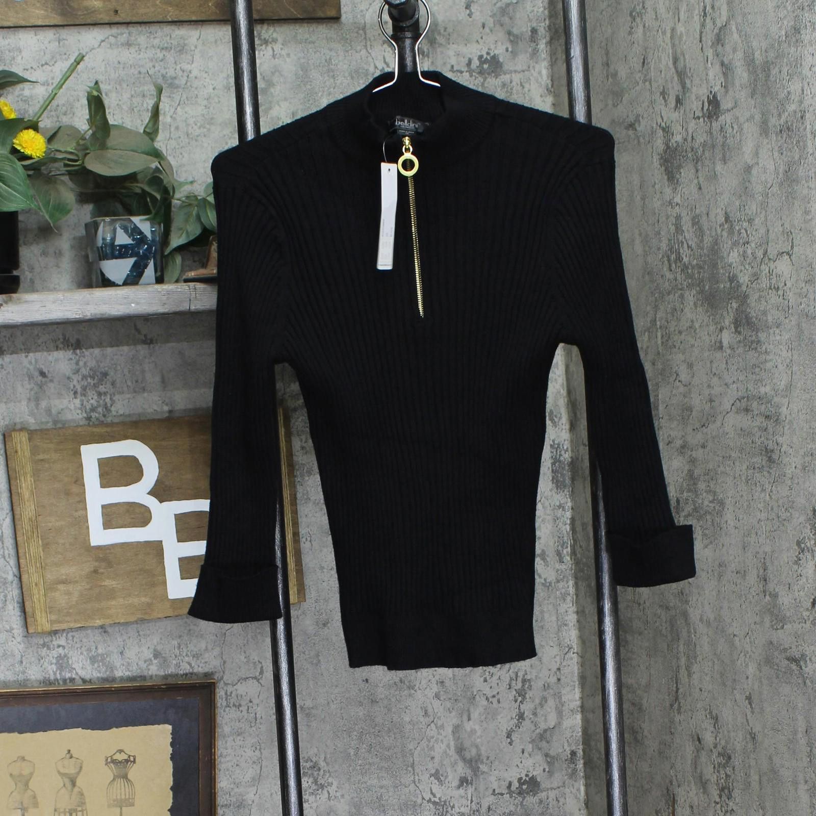 Baldinini Nwt Belldini Length Zipper Polo Sweater Bs235289x Black 1x Size XL / US 12-14 / IT 48-50 - 1 Thumbnail