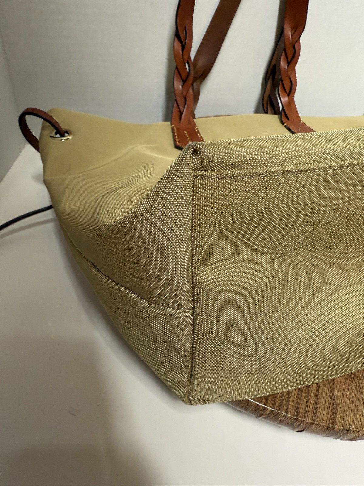 Dooney & Bourke Dooney & Bourke Khaki Nylon Tote Braided Leather Handles Size ONE SIZE - 7 Thumbnail