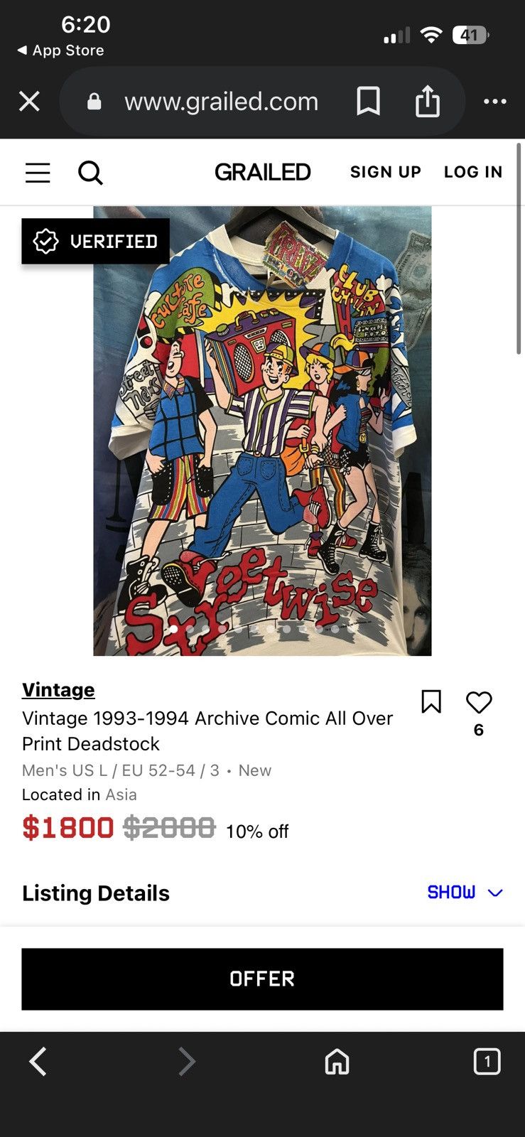 Tultex Vintage 1993-1994 Archive Comic All Over Print Size US XL / EU 56 / 4 - 5 Thumbnail