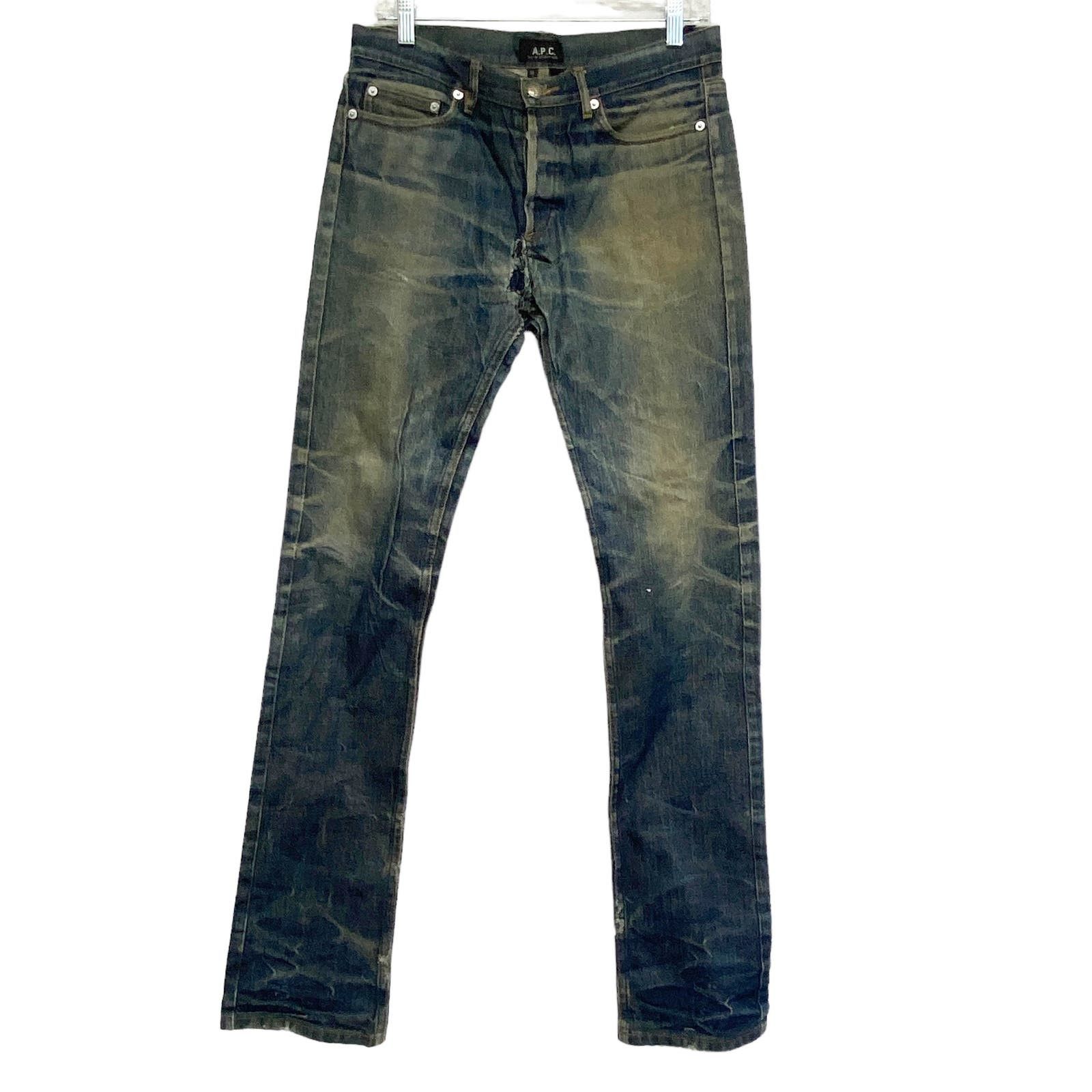 image of Chinti And Parker A.p.c Mens Size 30 Distredded Button Fly Jeans in Blue