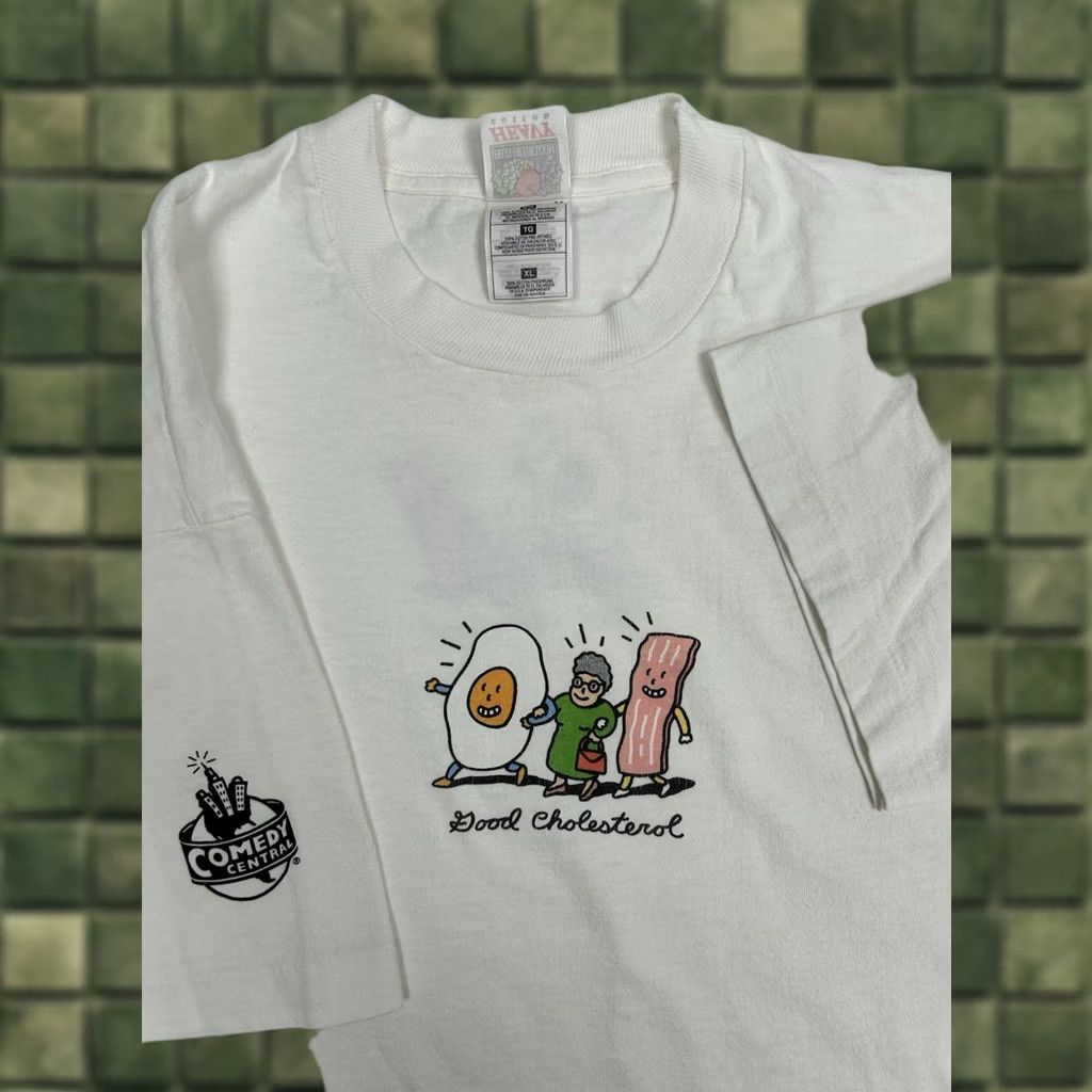 Vintage VINTAGE Comedy Central Tee XL Funny Good Cholesterol Bad Cholesterol 90s Comedy Size US XL / EU 56 / 4 - 1 Thumbnail