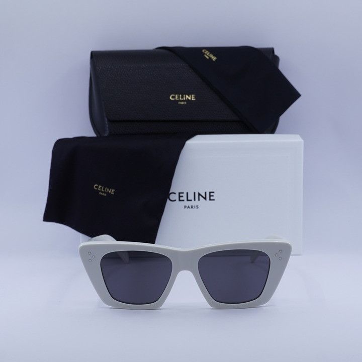 Celine Celine CL40187I 25A Sunglasses White Cat Eye Frame, Grey Size ONE SIZE - 10 Thumbnail