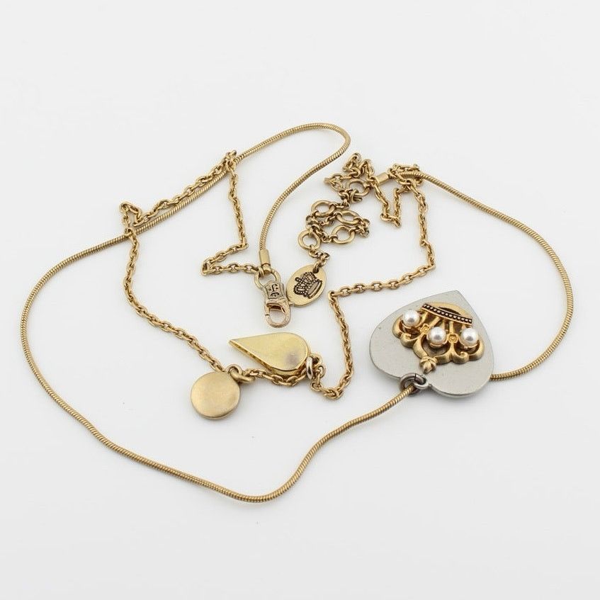 Juicy Couture Juicy Couture Multi Chain Heart Charm Necklace Gold Tone Size ONE SIZE - 6 Thumbnail