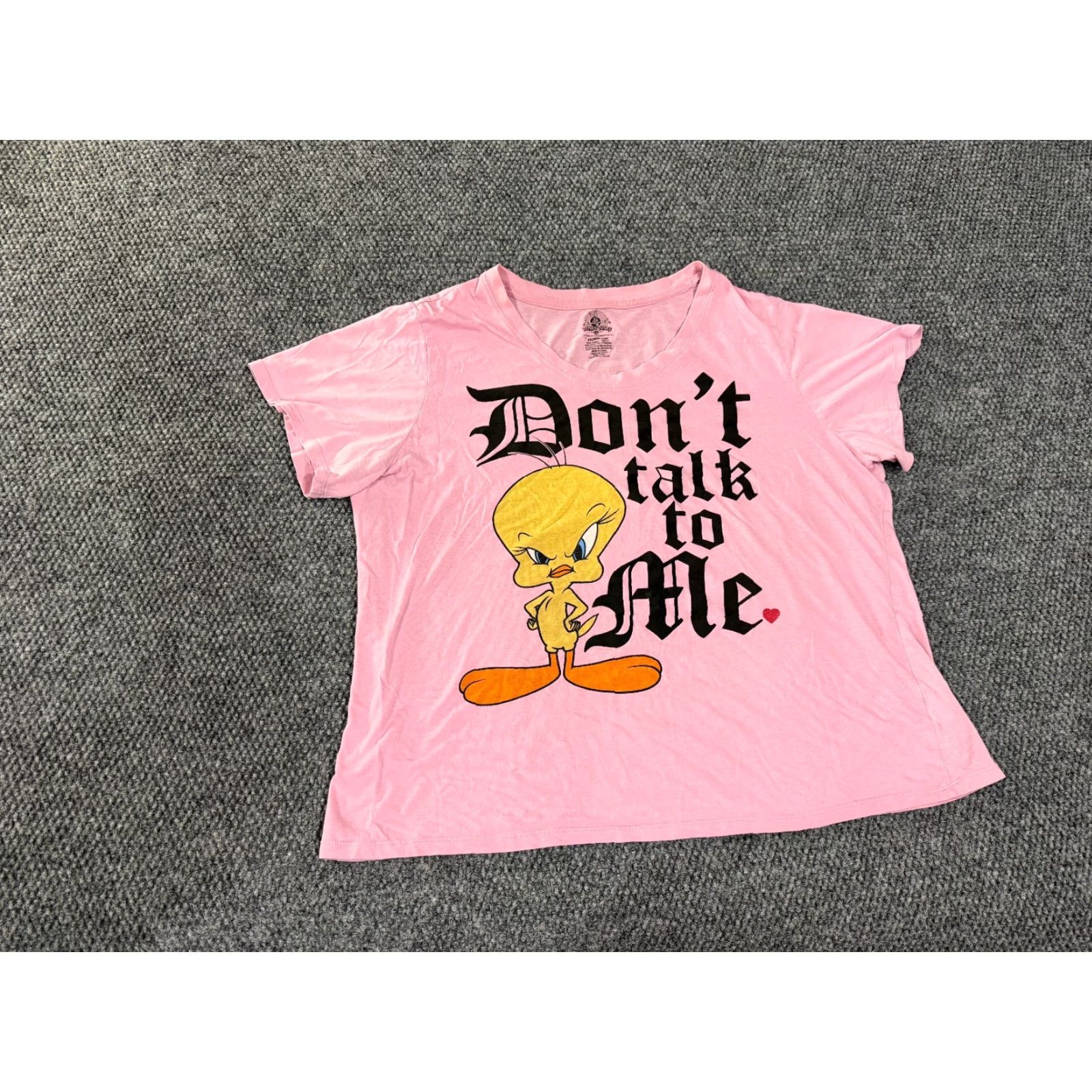 Vintage Looney Tunes T-Shirt Womens 4X Pink Tweety Cartoon Graphic Solid Short Sleeve Round Neck Plus Size Mens? Wait. Size XXL / US 16-18 / IT 52-54 - 2 Thumbnail