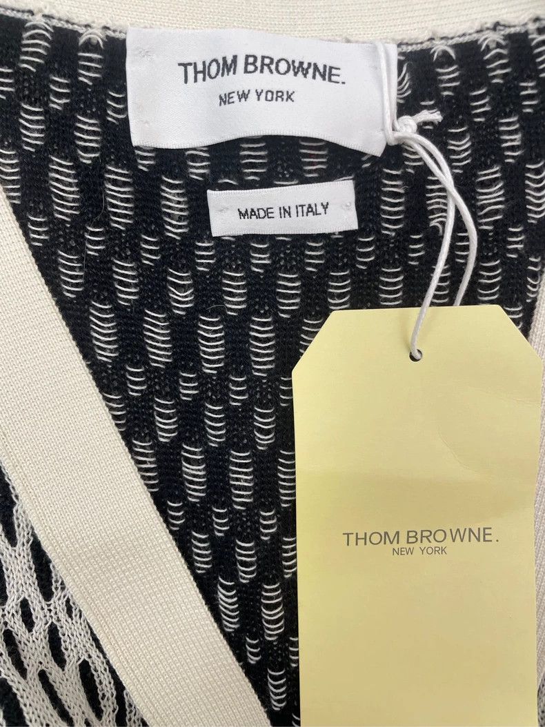 Thom Browne Thom browne Dark blue and white mesh four-striped knitted Size US S / EU 44-46 / 1 - 5 Thumbnail