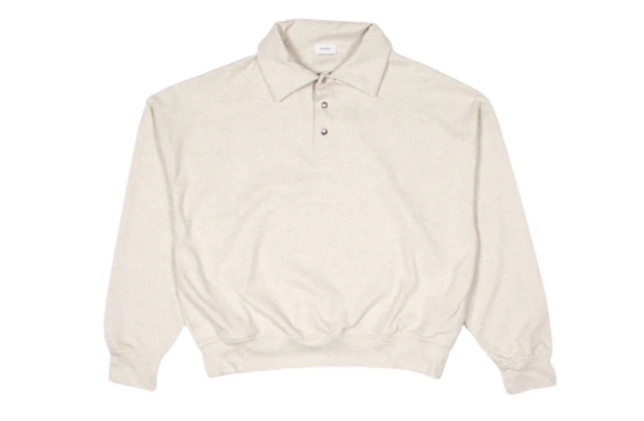 image of Rhude Ivy Long sleeve Polo in Grey, Men's (Size XS)