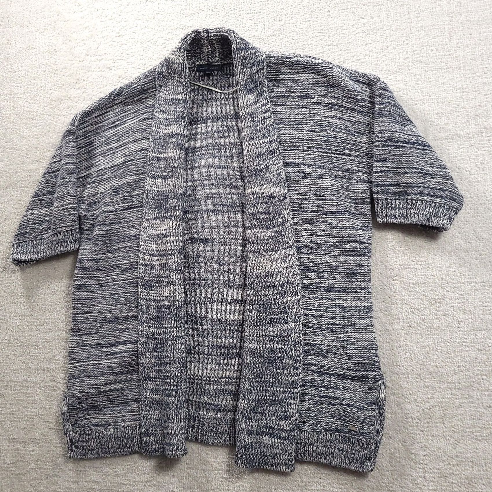 Tommy Hilfiger Tommy Hilfiger Sweater Cardigan Womens M/L Blue Gray Open Front 3/4 Sleeve Heavyweight Knit Size M / US 6-8 / IT 42-44 - 2 Thumbnail