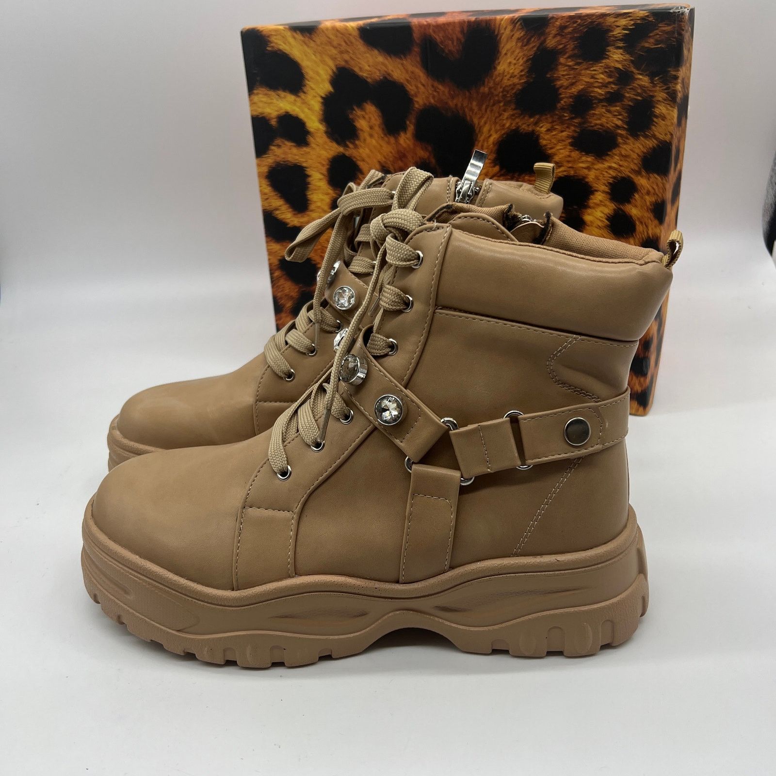 Other Lemonade Women Combat Boot Size 8M Rhinestone Size US 8 / IT 38 - 2 Thumbnail