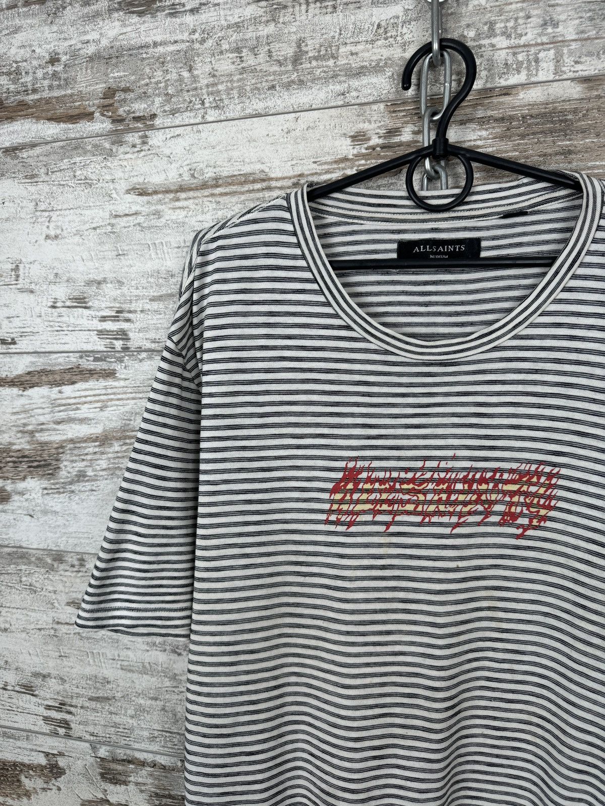 Allsaints Mens Vintage AllSaints BURNER STRIPE SS CREW T-shirt tee y2k Size US M / EU 48-50 / 2 - 3 Thumbnail