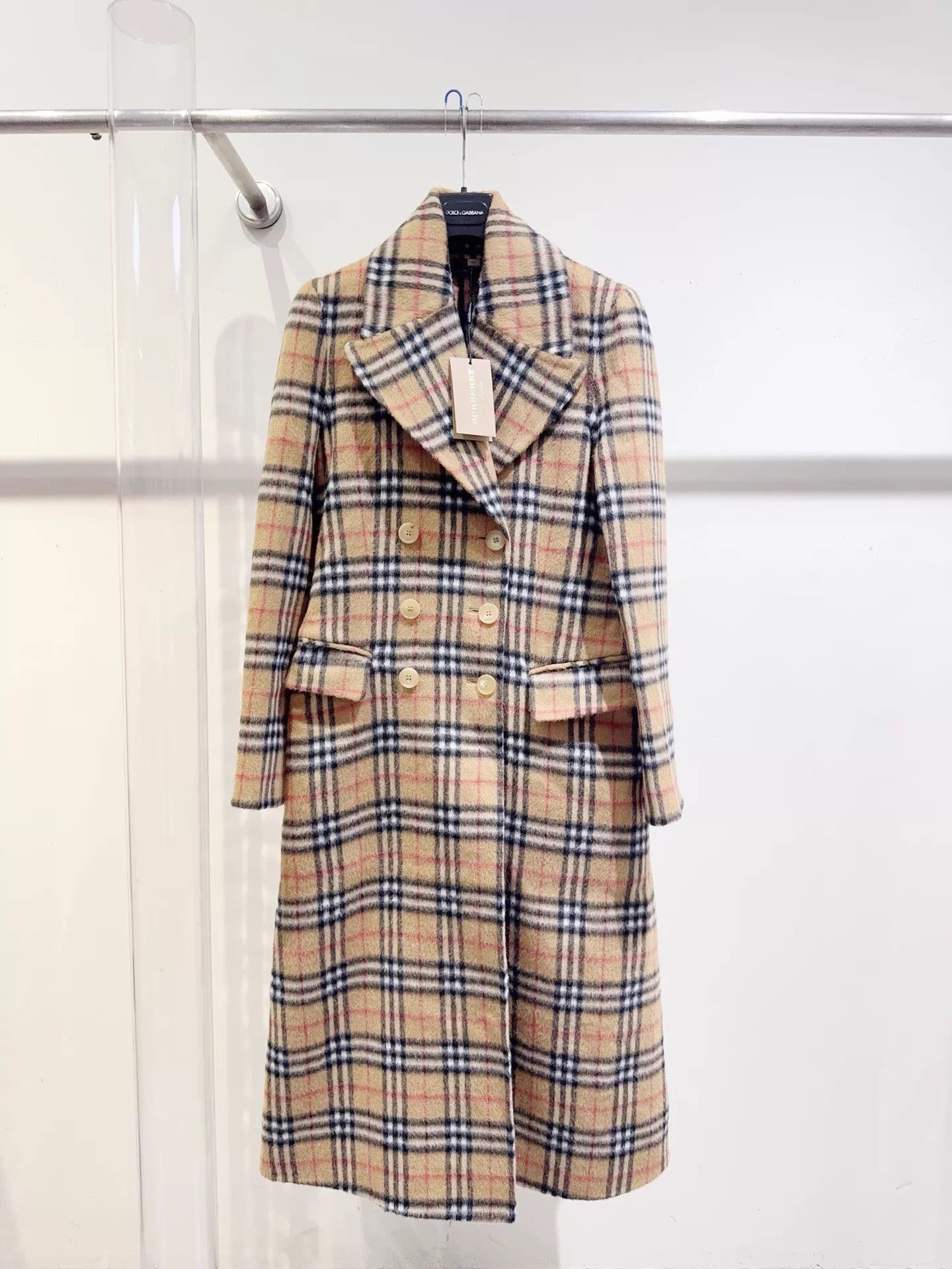 Burberry Burberry DB Check Alpaca Wool Coat UK6 New w/ Tags Size XS / US 0-2 / IT 36-38 - 1 Thumbnail
