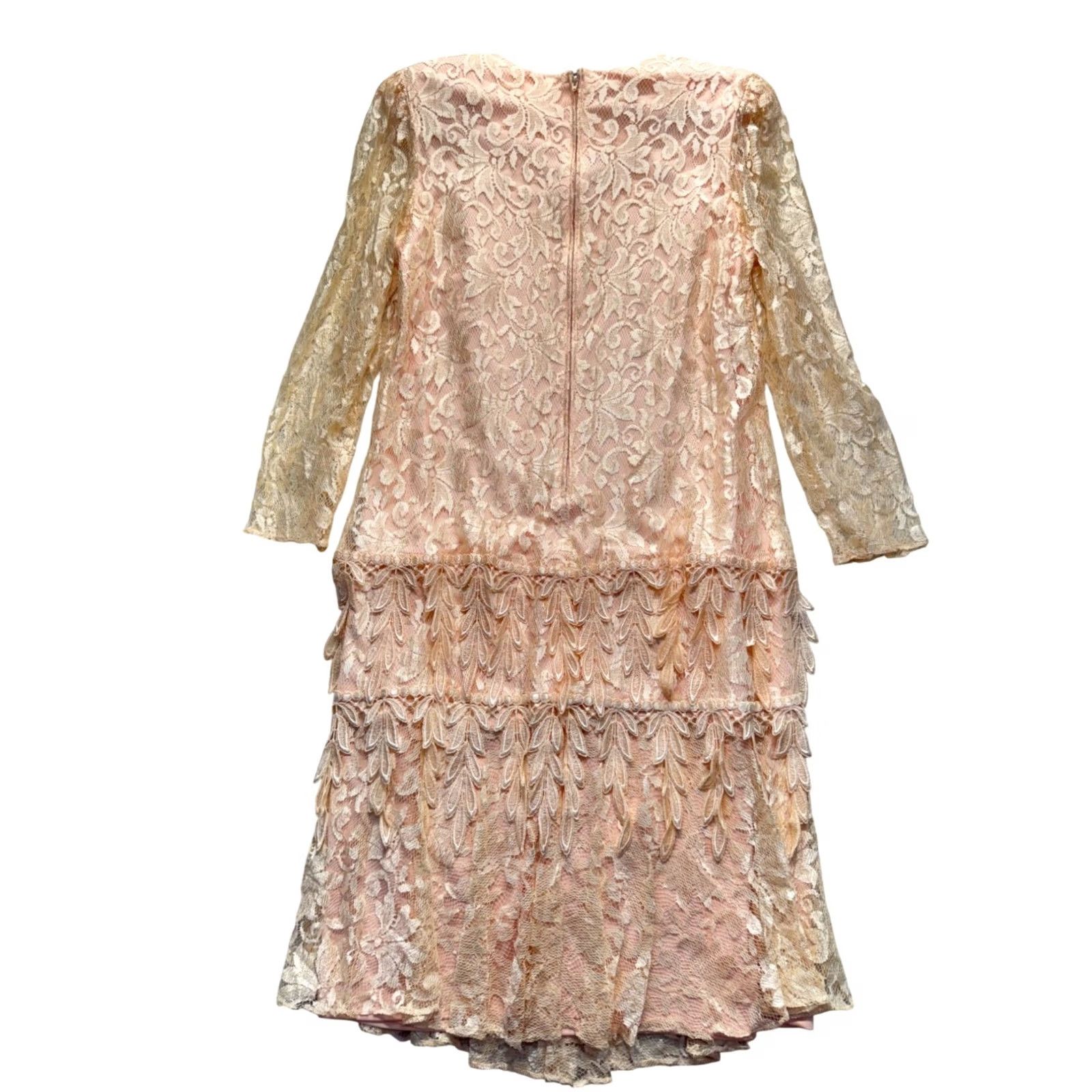 Vintage VINTAGE Blush Lace Tiered Cocktail Dress Jill Richards Designs #9573 Womens 16 Blush Eveningwear 1960s Size XXL / US 16-18 / IT 52-54 - 2 Thumbnail