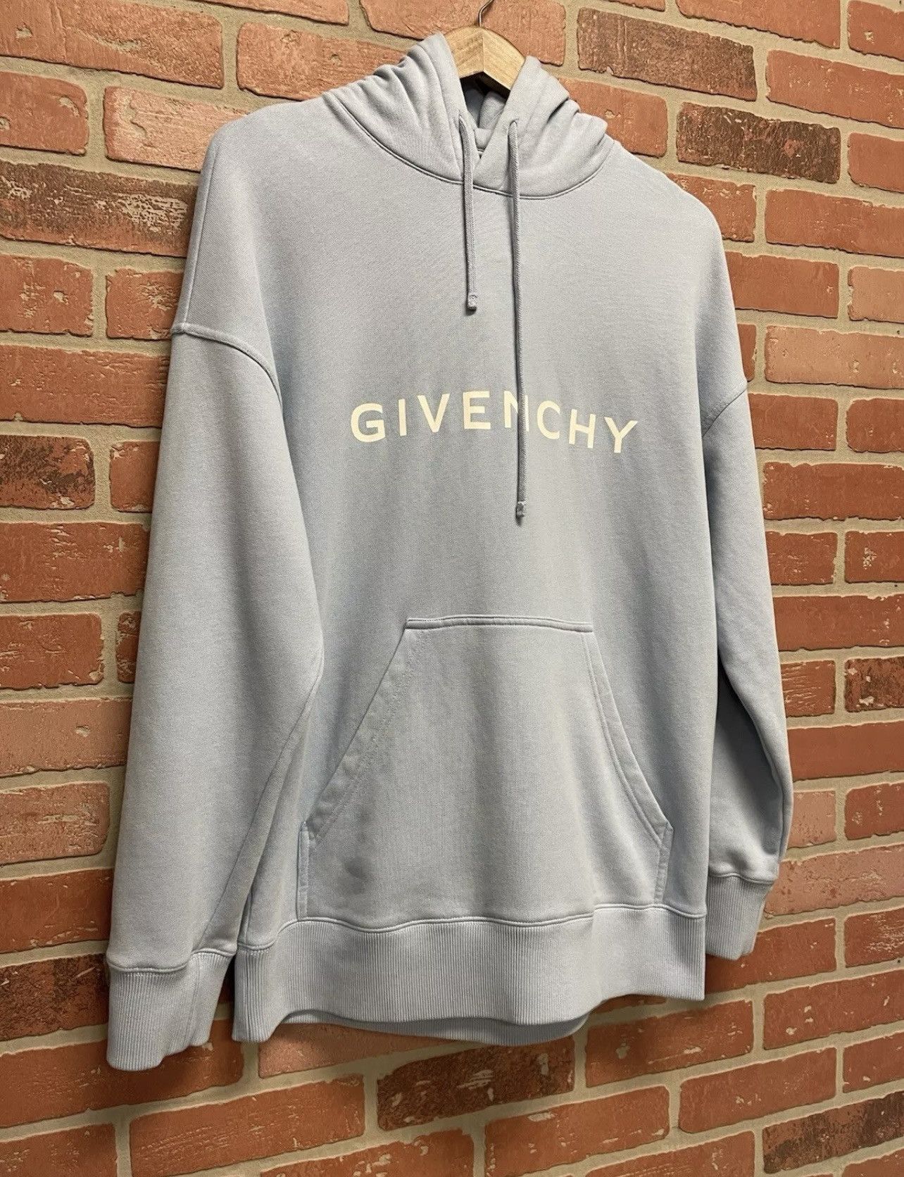 Givenchy Size S - Givenchy Men's Blue Logo-Print Hoodie Sweatshirt Size US S / EU 44-46 / 1 - 2 Thumbnail