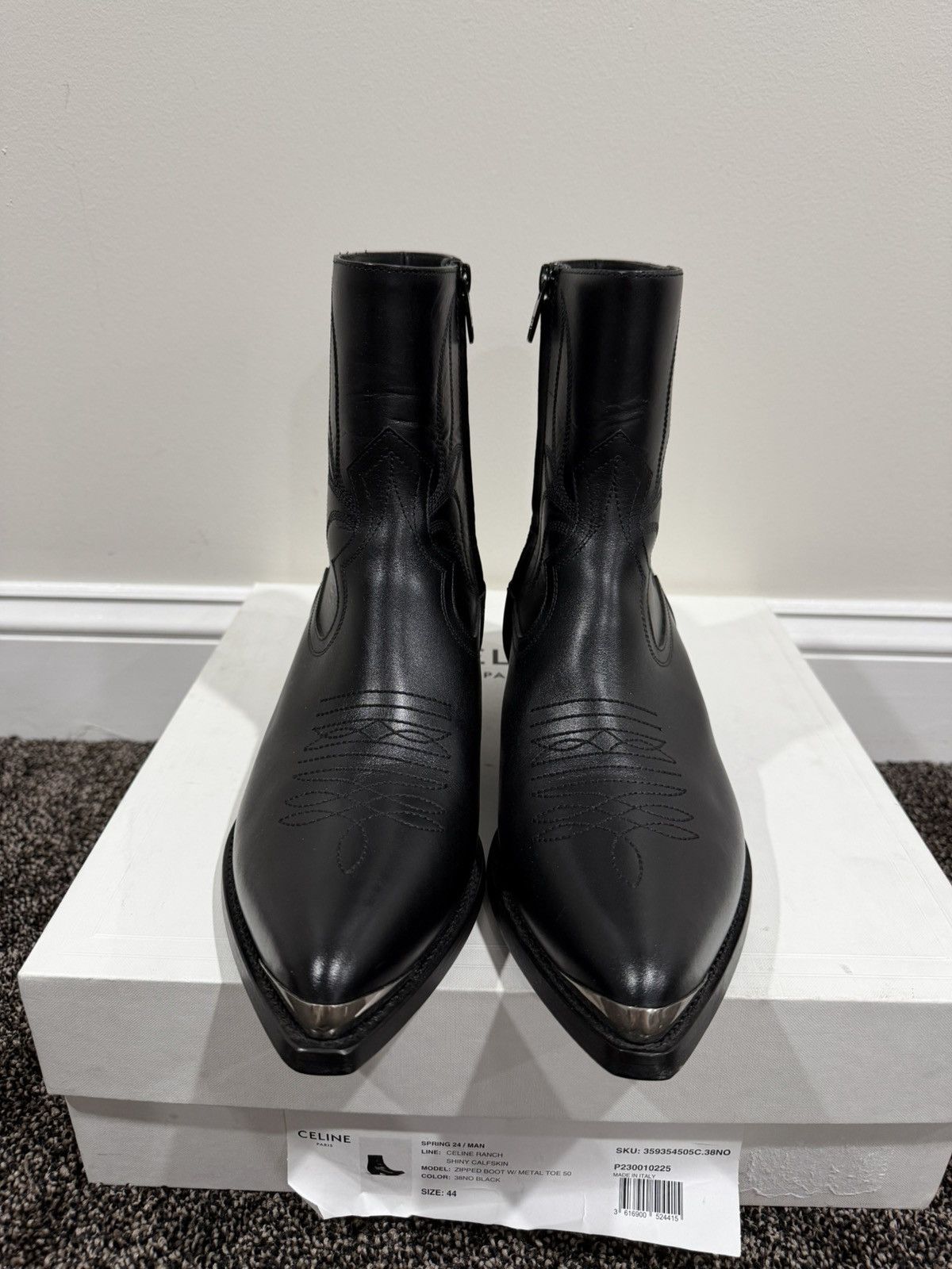 Celine Celine x Hedi SS24 Leon Zipped Calfskin Metal Toe Boot Size US 11 / EU 44 - 3 Thumbnail
