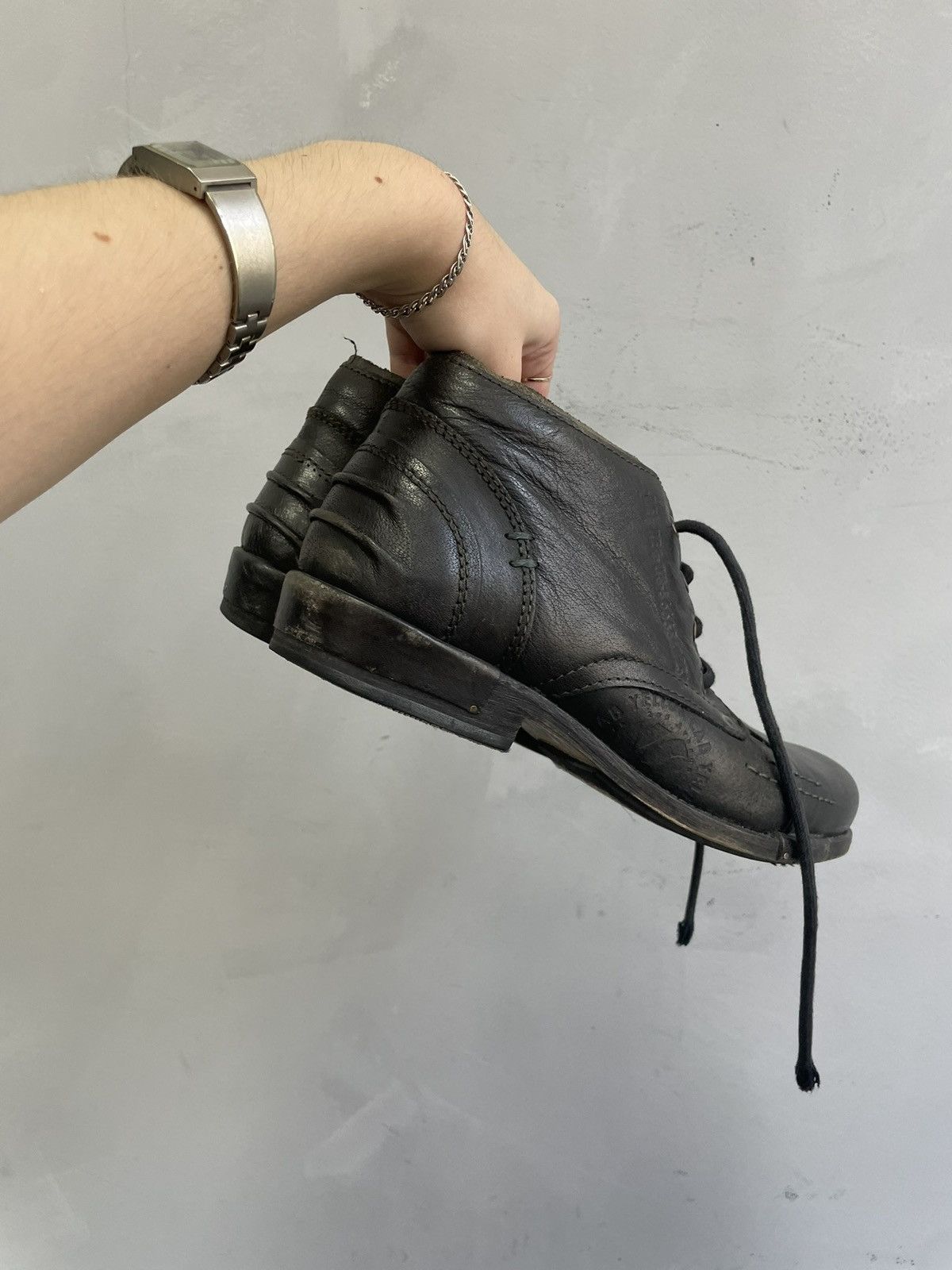Dirk Bikkembergs Yelluncab black leather boots minimal classic guidi style Size US 9 / EU 42 - 3 Thumbnail