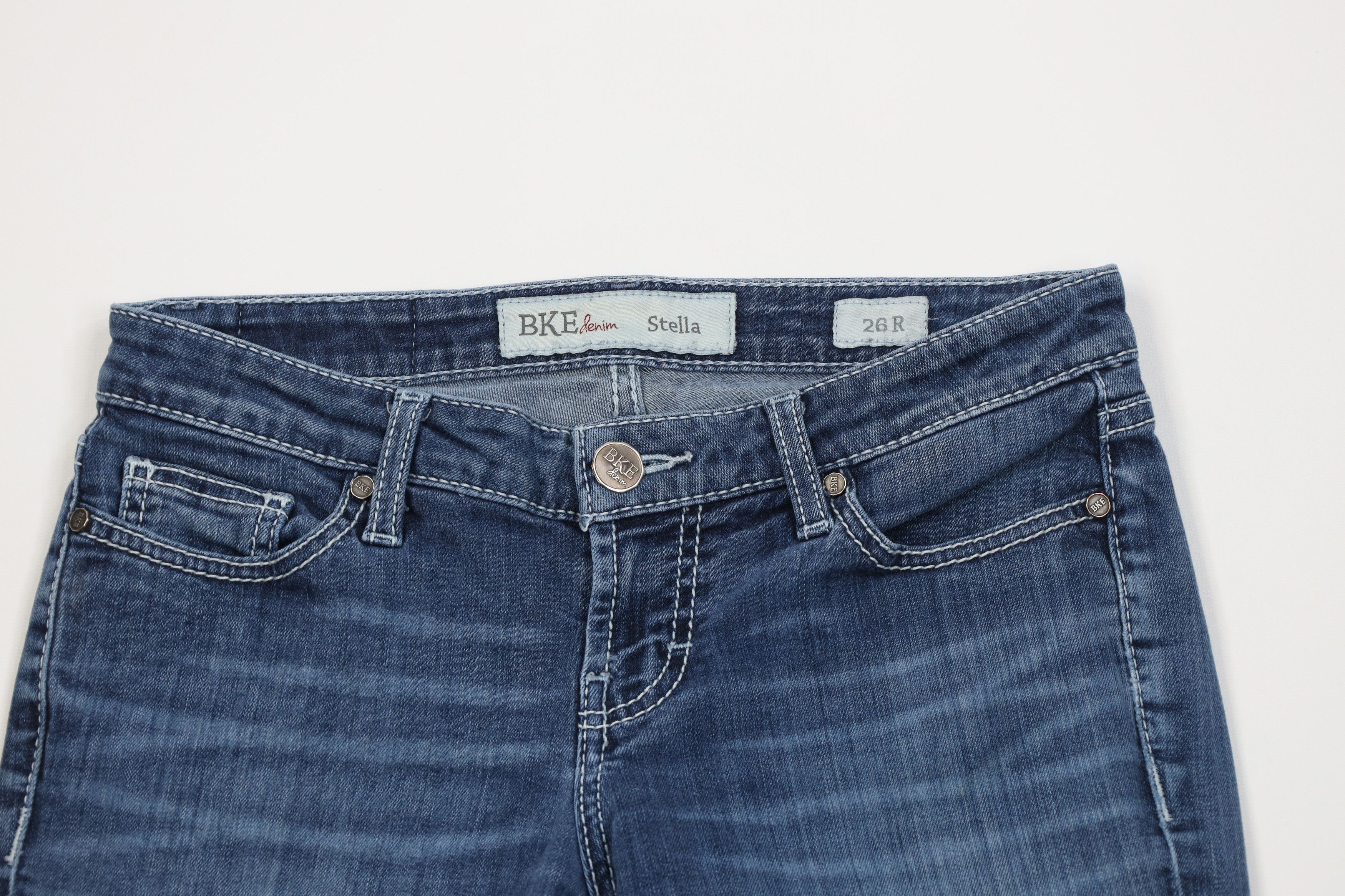 Vintage Buckle BKE Distressed Thick Stitch Stella Flared Denim Jeans Size 26" / US 2 / IT 38 - 2 Thumbnail