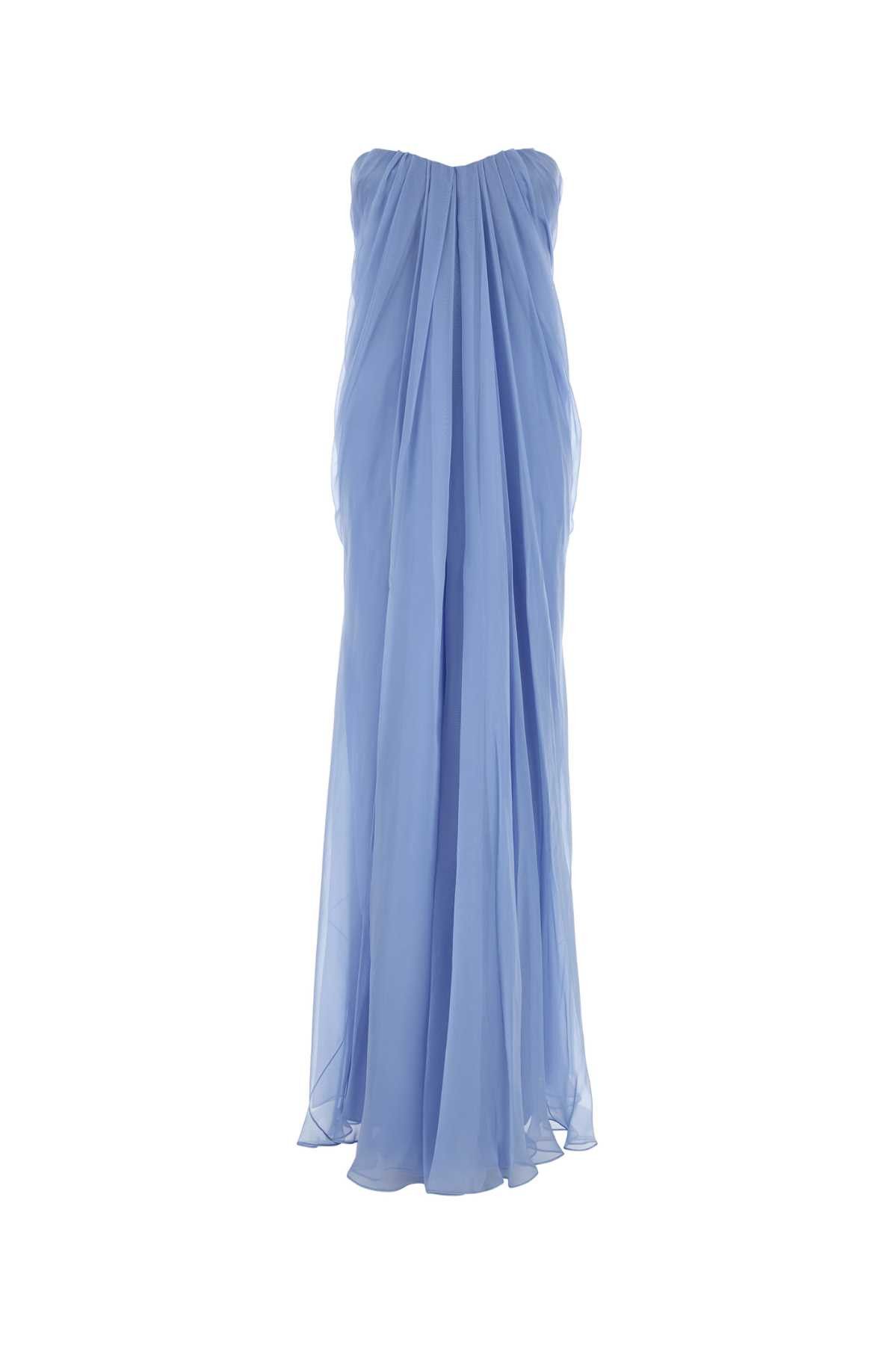 Alexander McQueen Light-Blue Silk Long Dress Size S / US 4 / IT 40 - 1 Thumbnail