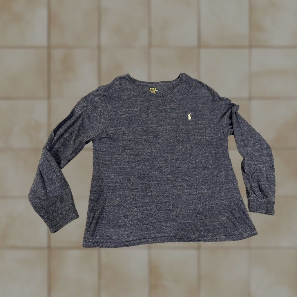 Polo Ralph Lauren Polo Ralph Lauren Shirt Mens L Blue Long Sleeve V-Neck Logo Tee T-Shirt Size US L / EU 52-54 / 3 - 1 Thumbnail