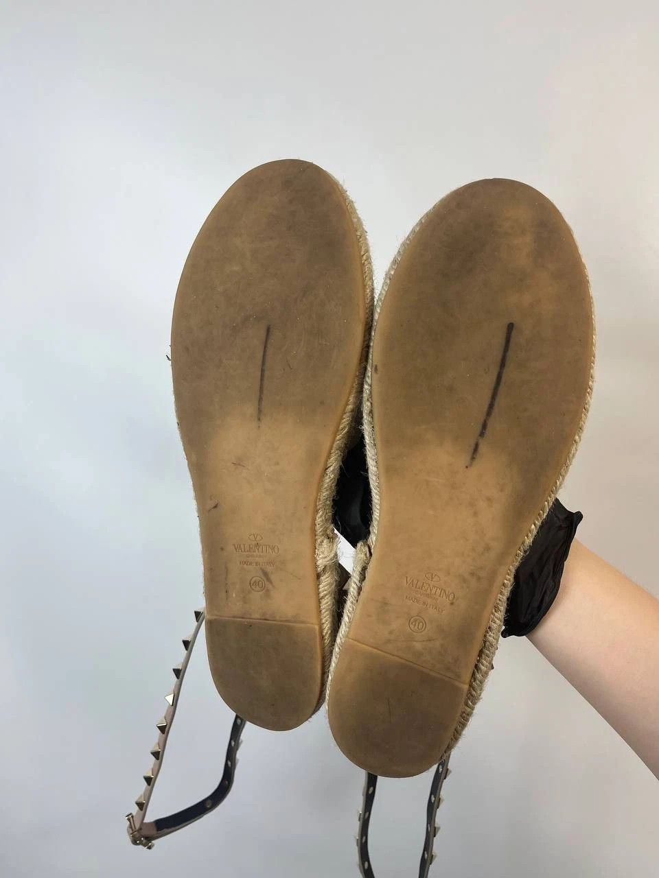 Valentino Valentino Leather Rockstud Espadrille Ankle Strap Flats 40 Size US 10 / IT 40 - 9 Thumbnail
