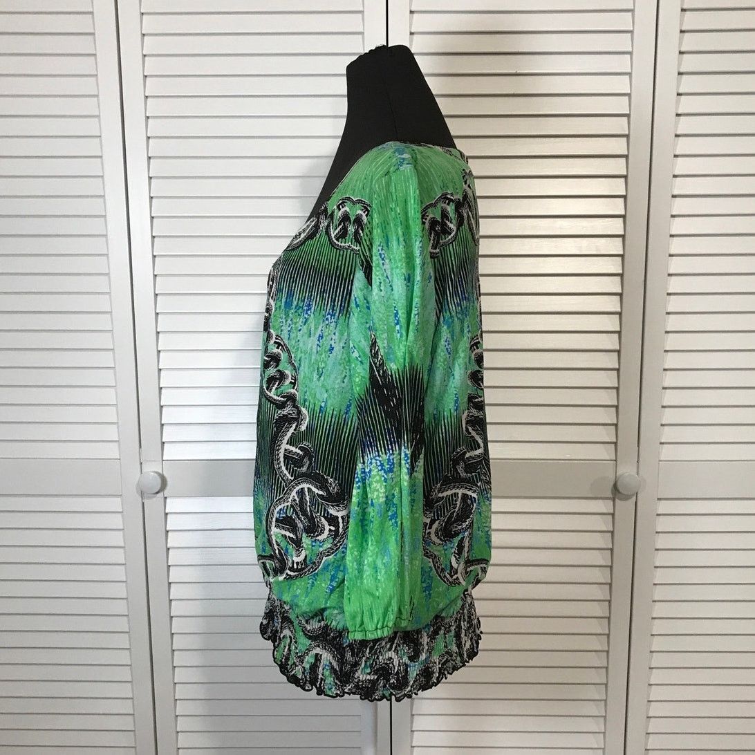 Other Valerie Stevens Retro Bohemian Green Black Blouse XL Size XL / US 12-14 / IT 48-50 - 2 Thumbnail