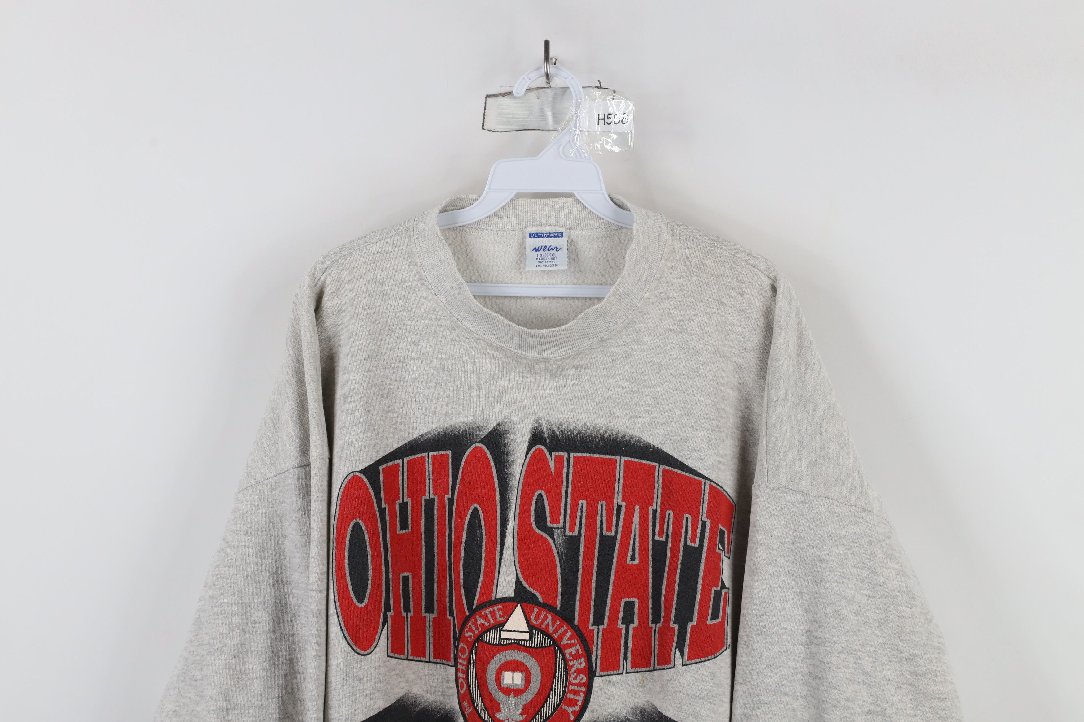 Vintage Vintage 90s Spell Ohio State University Sweatshirt Gray USA Size US XXL / EU 58 / 5 - 2 Thumbnail
