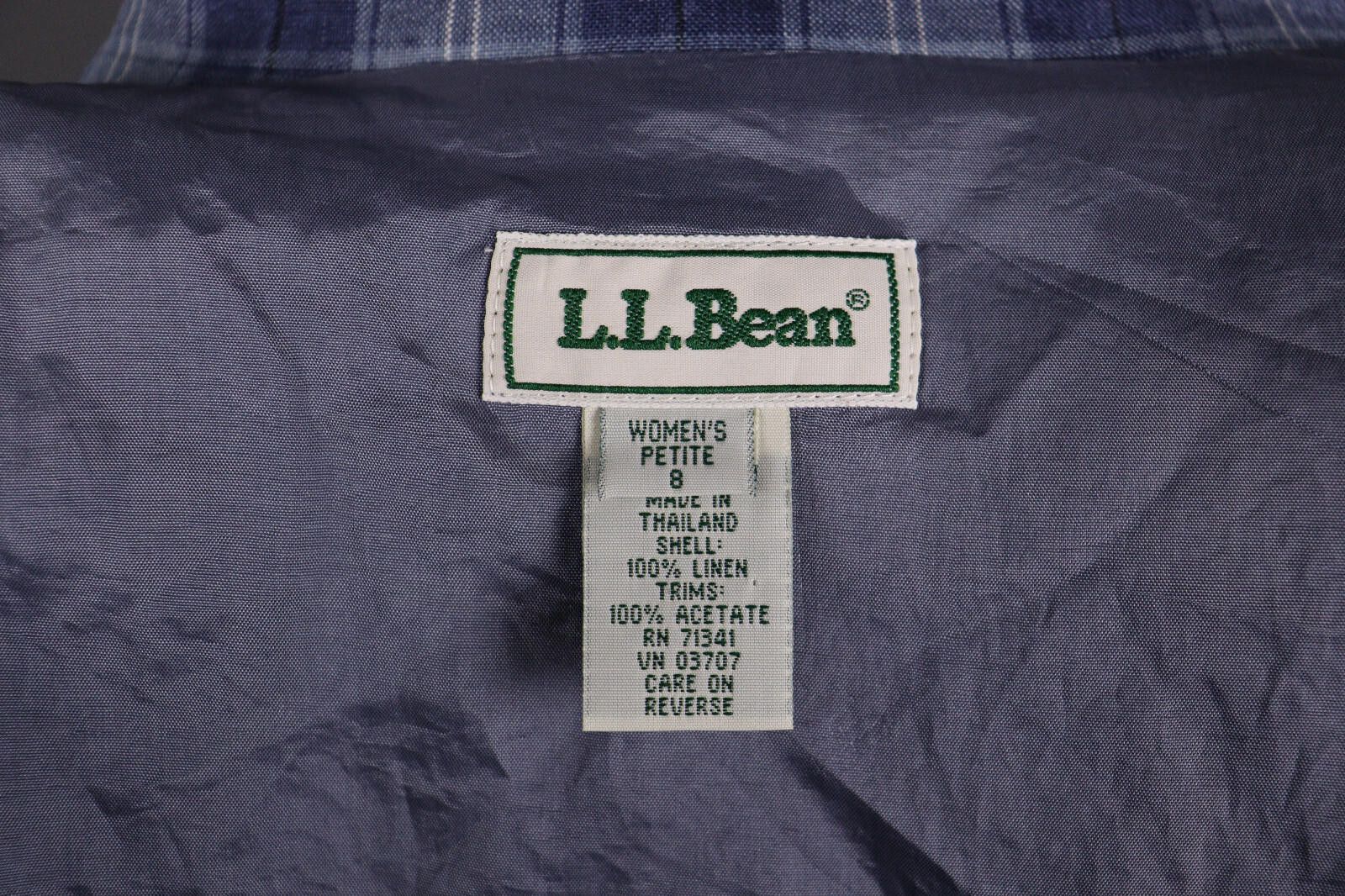 L.L. Bean L.L. Bean Petite Blue Check 100% Linen Blazer Jacket Size Size M / US 6-8 / IT 42-44 - 8 Thumbnail