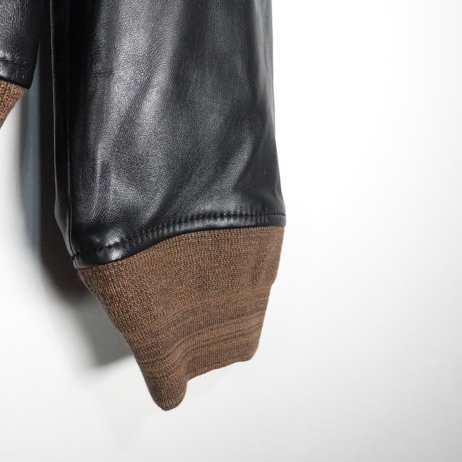 Quince Quince Large True Black Shearling Collar Leather Jacket Size US L / EU 52-54 / 3 - 8 Thumbnail