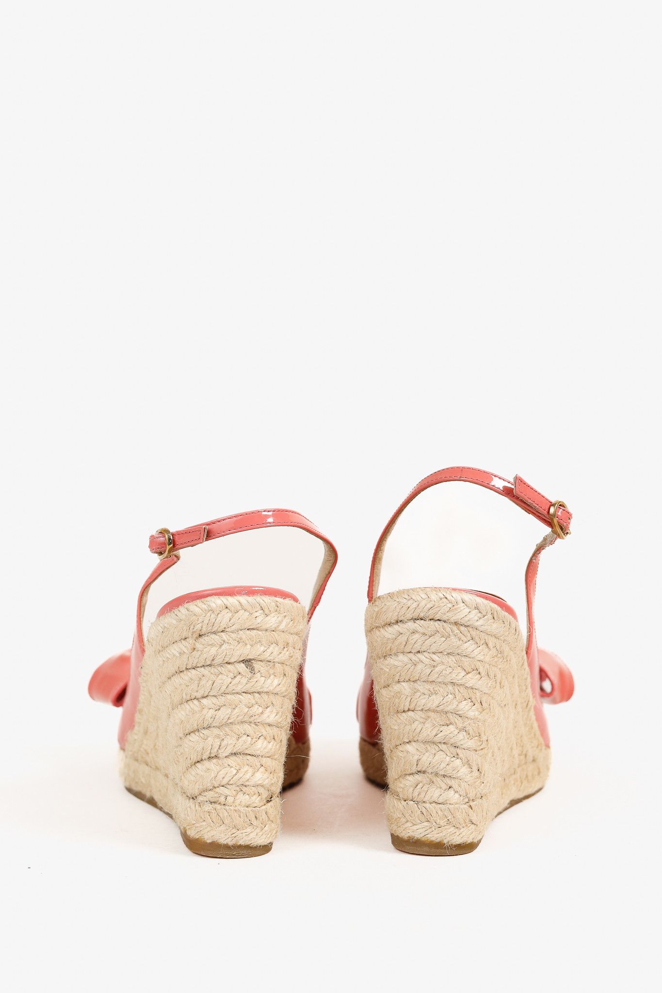 Valentino Valentino Garavani Patent Bow Slingback Espadrille Wedges Size US 7.5 / IT 37.5 - 3 Thumbnail