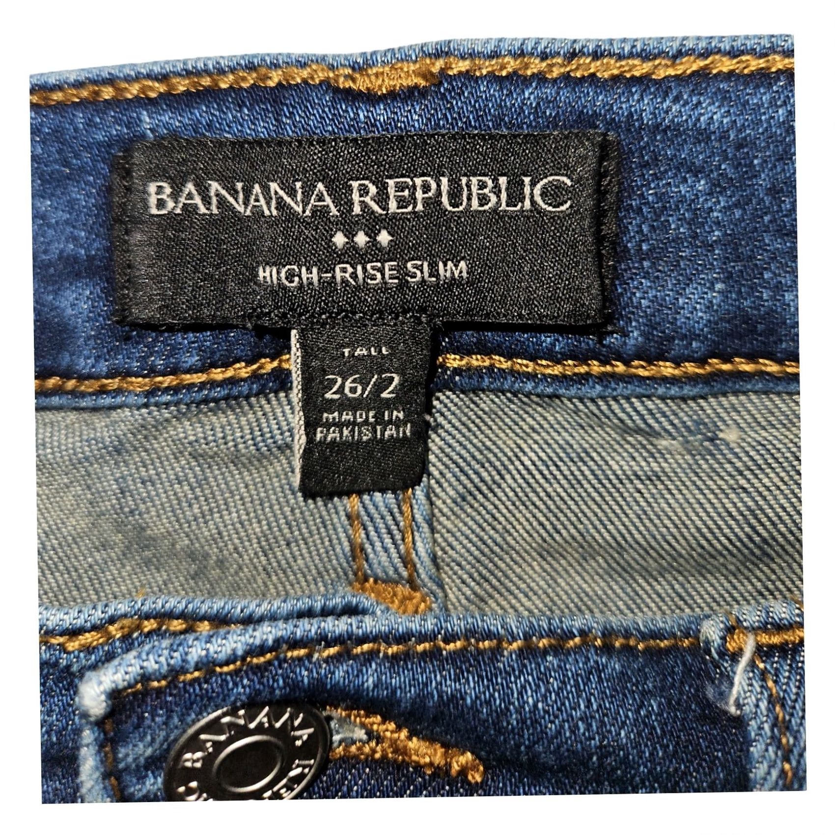 Banana Republic VINTAGE Banana Republic Jeans Women's 26 Tall Slim Blue Denim 5-Pocket Stretch Dark Headline: City, Preppy Mens Women Girls? Size 26" / US 2 / IT 38 - 2 Thumbnail