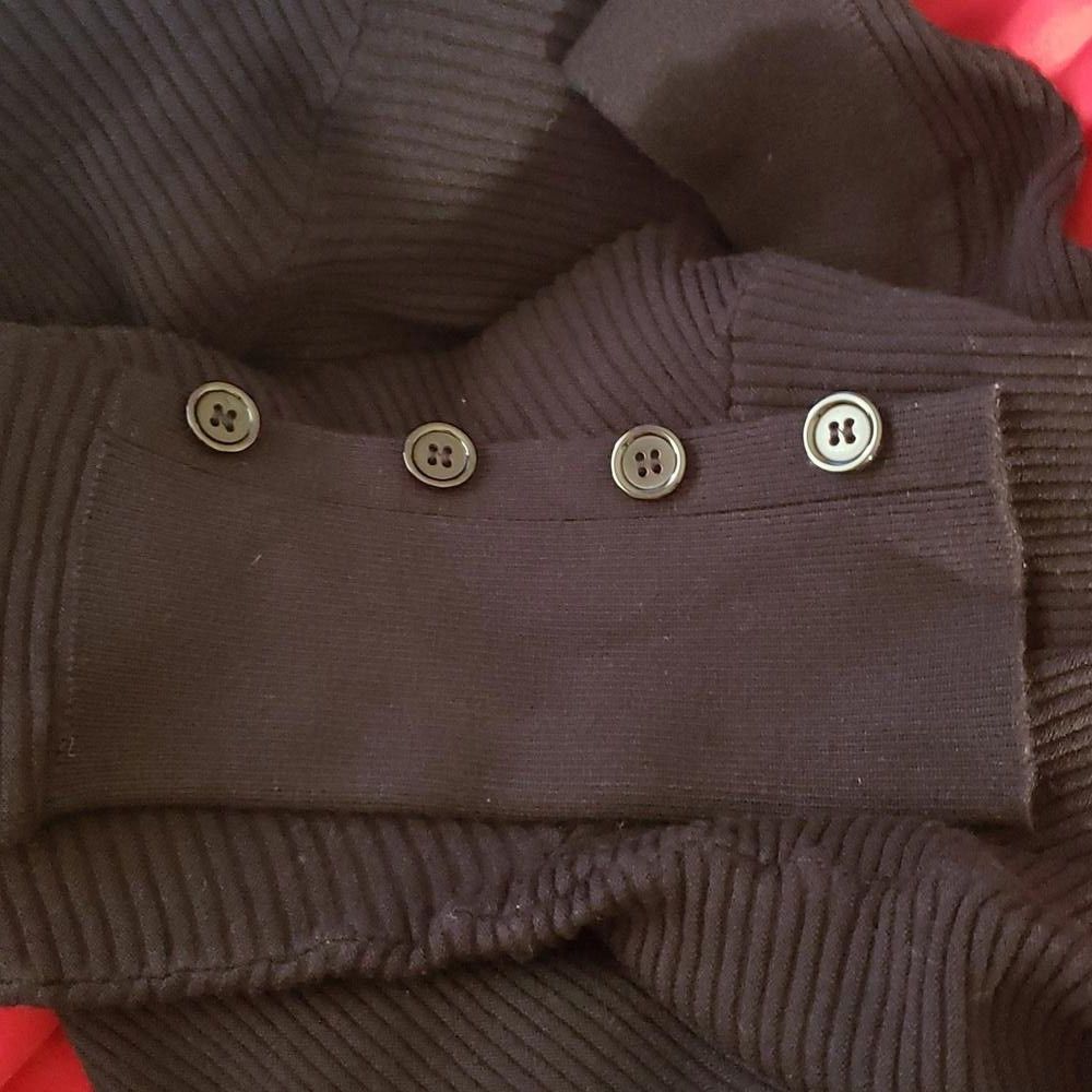 Designer CT800 Ethyl Black Mock Neck Peep Front Ribbed Sweater M Size M / US 6-8 / IT 42-44 - 5 Thumbnail