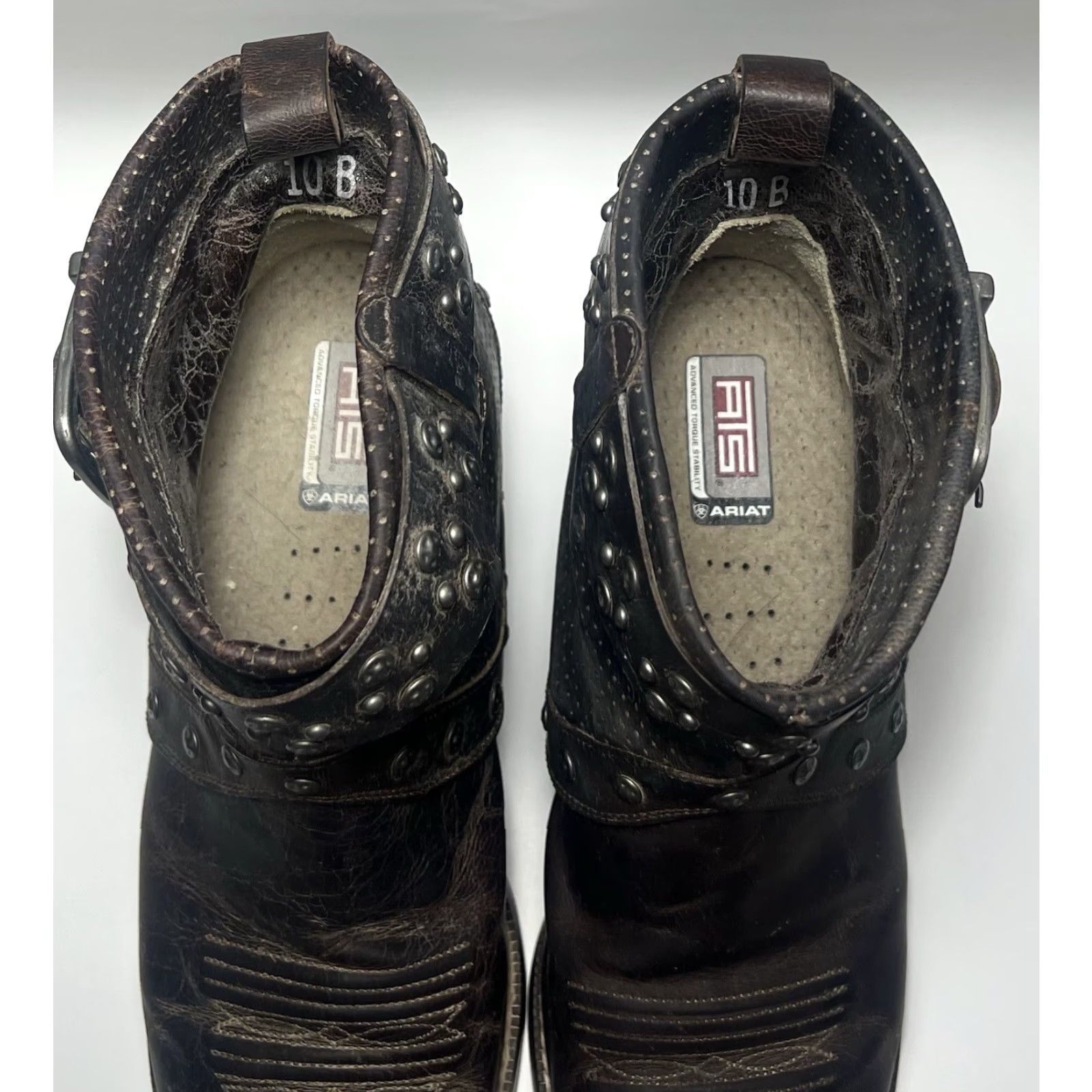 Ariat Ariat Defiance Bootie Western Studded Leather Ankle Boots 10 B Brown Women's Cowboy Southwestern Heel Mid 2-2.9 in Size US 10 / IT 40 - 4 Thumbnail
